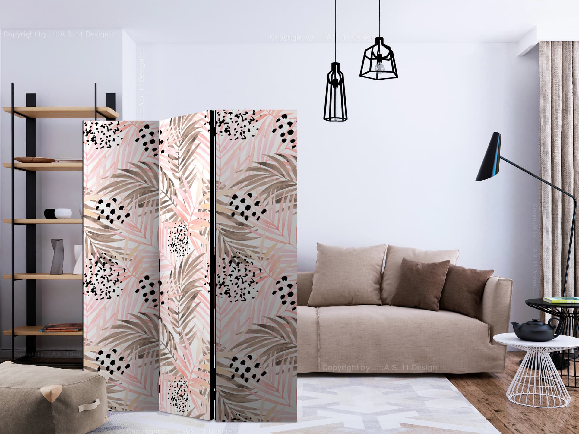 

Parawan 3-częściowy - Różowe palmy [Room Dividers] (rozmiar 135x172)