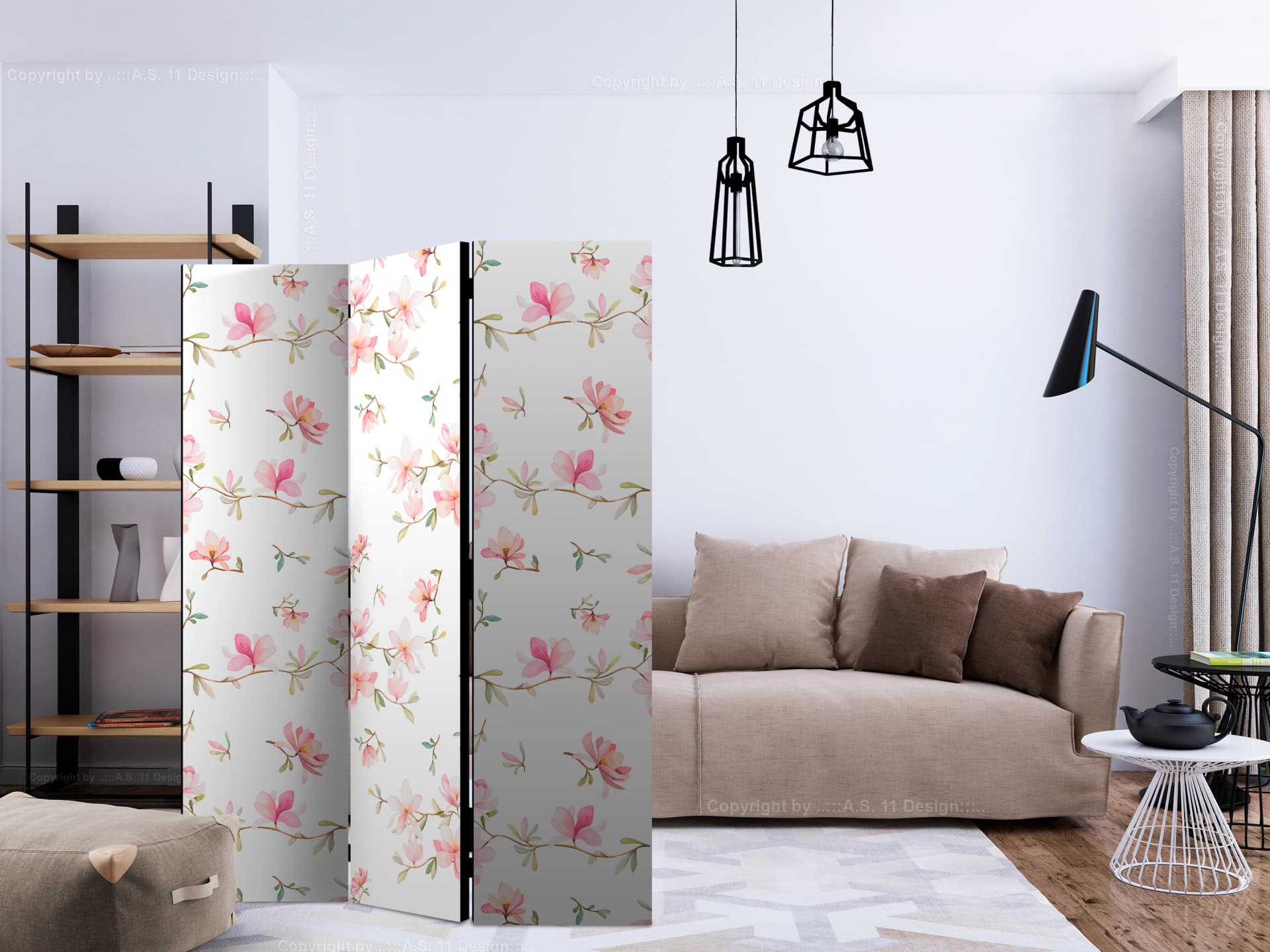 

Parawan 3-częściowy - Świeże magnolie [Room Dividers] (rozmiar 135x172)