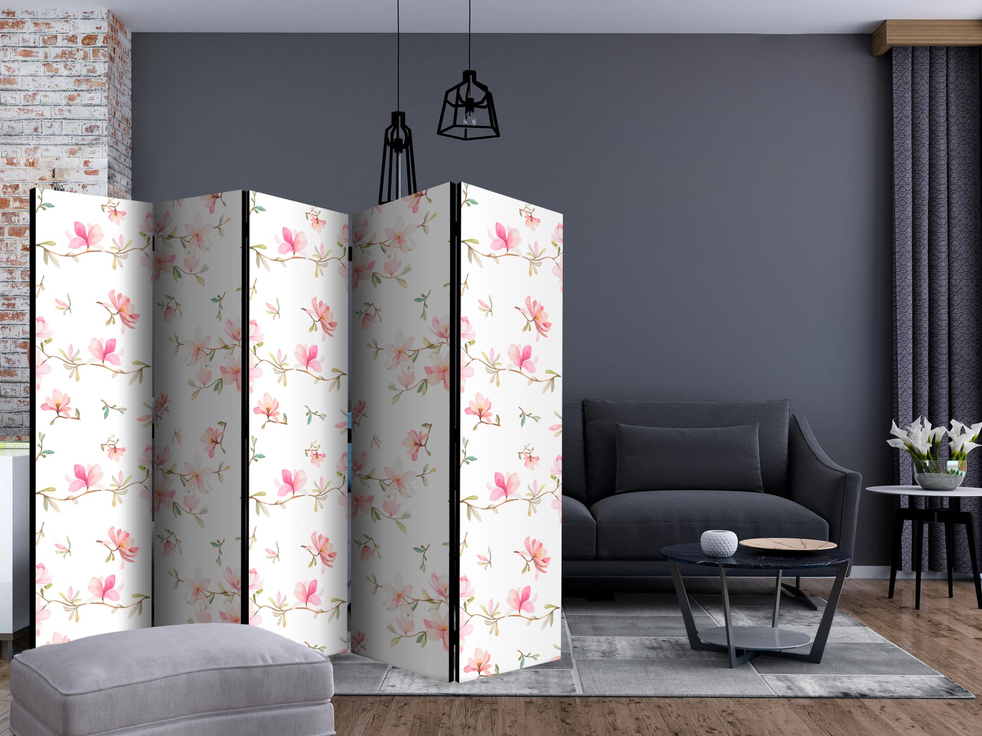 

Parawan 5-częściowy - Świeże magnolie II [Room Dividers] (rozmiar 225x172)