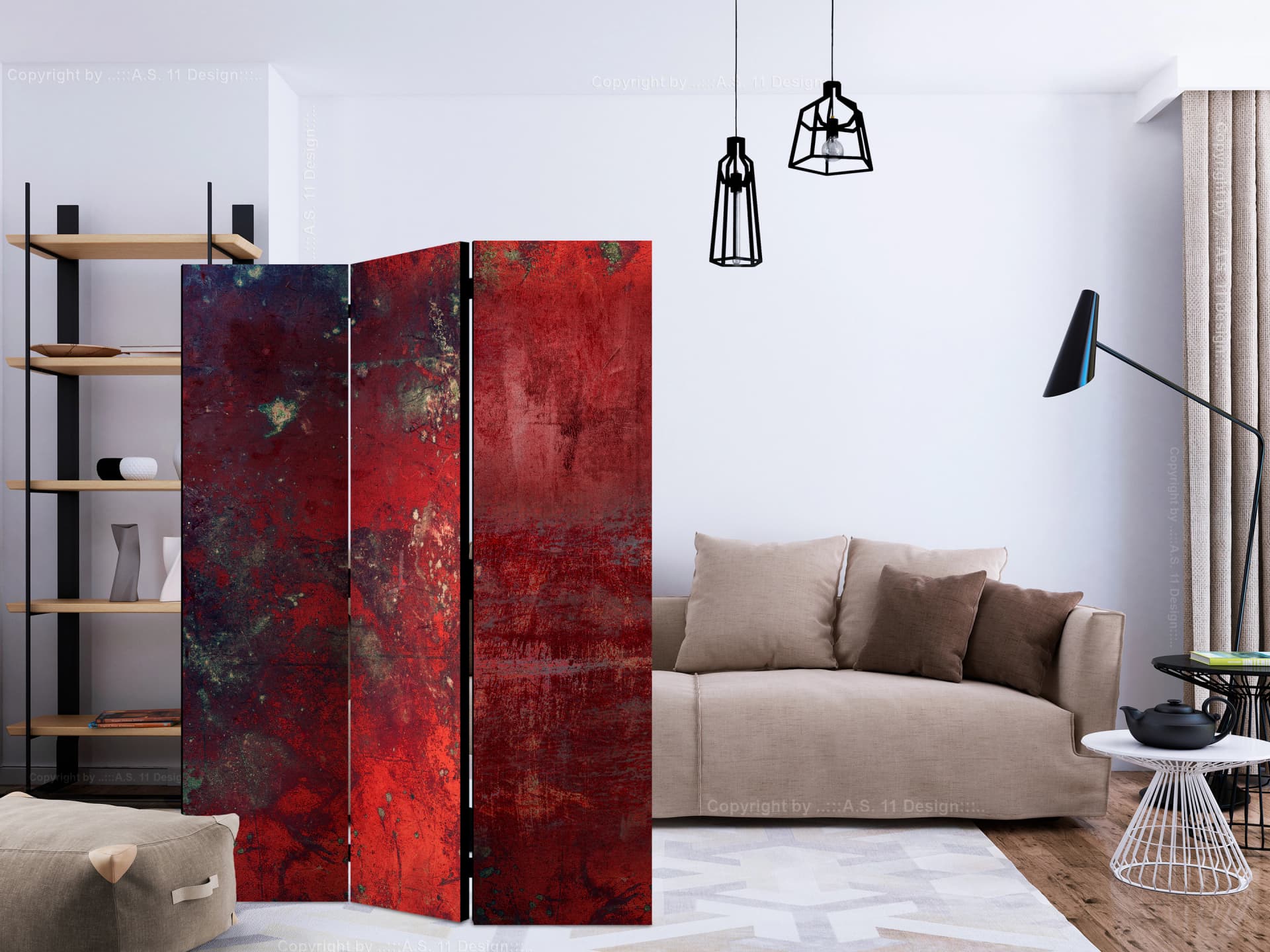 

Parawan 3-częściowy - Czerwony beton [Room Dividers] (rozmiar 135x172)