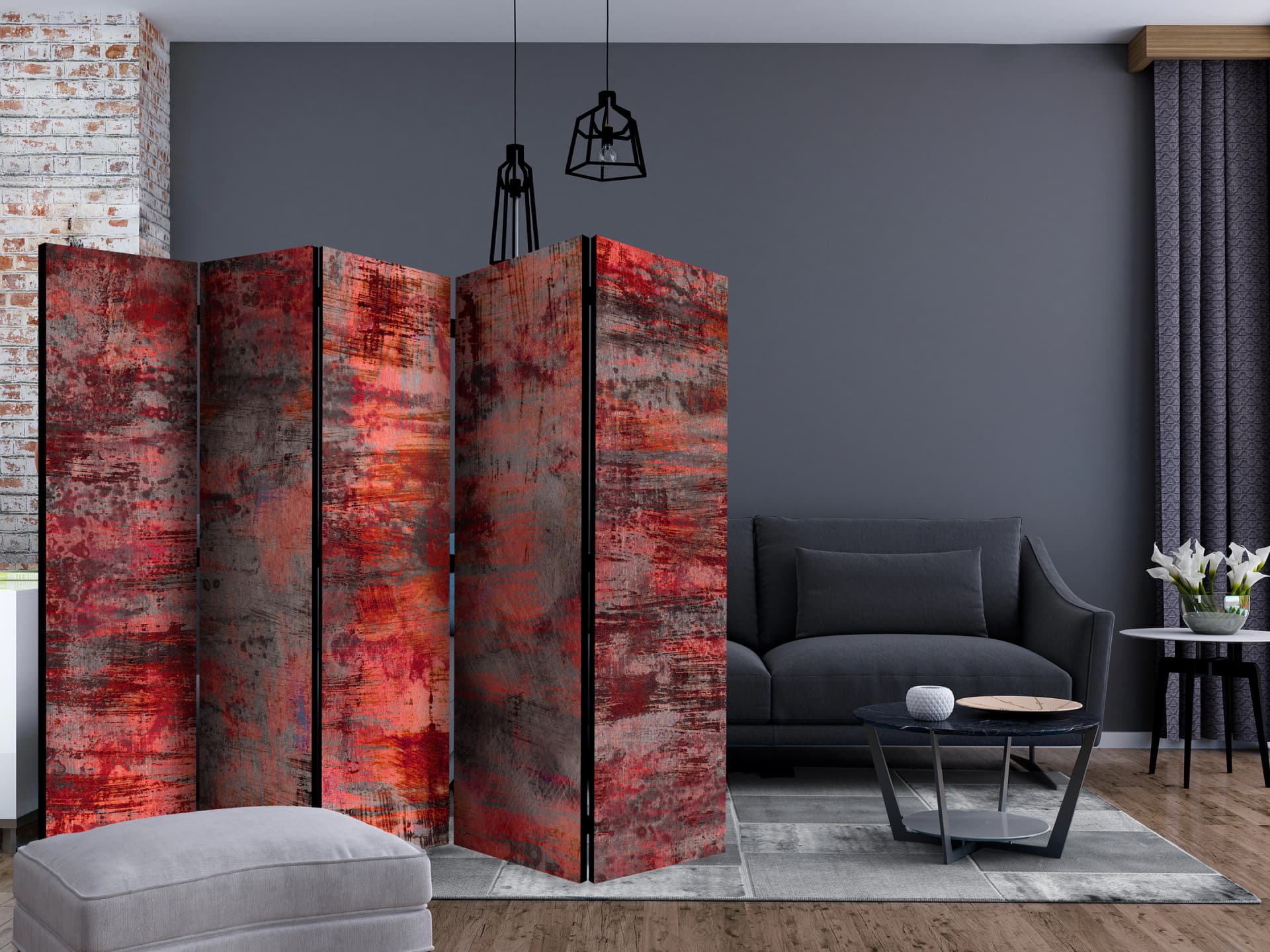 

Parawan 5-częściowy - Czerwony metal II [Room Dividers] (rozmiar 225x172)