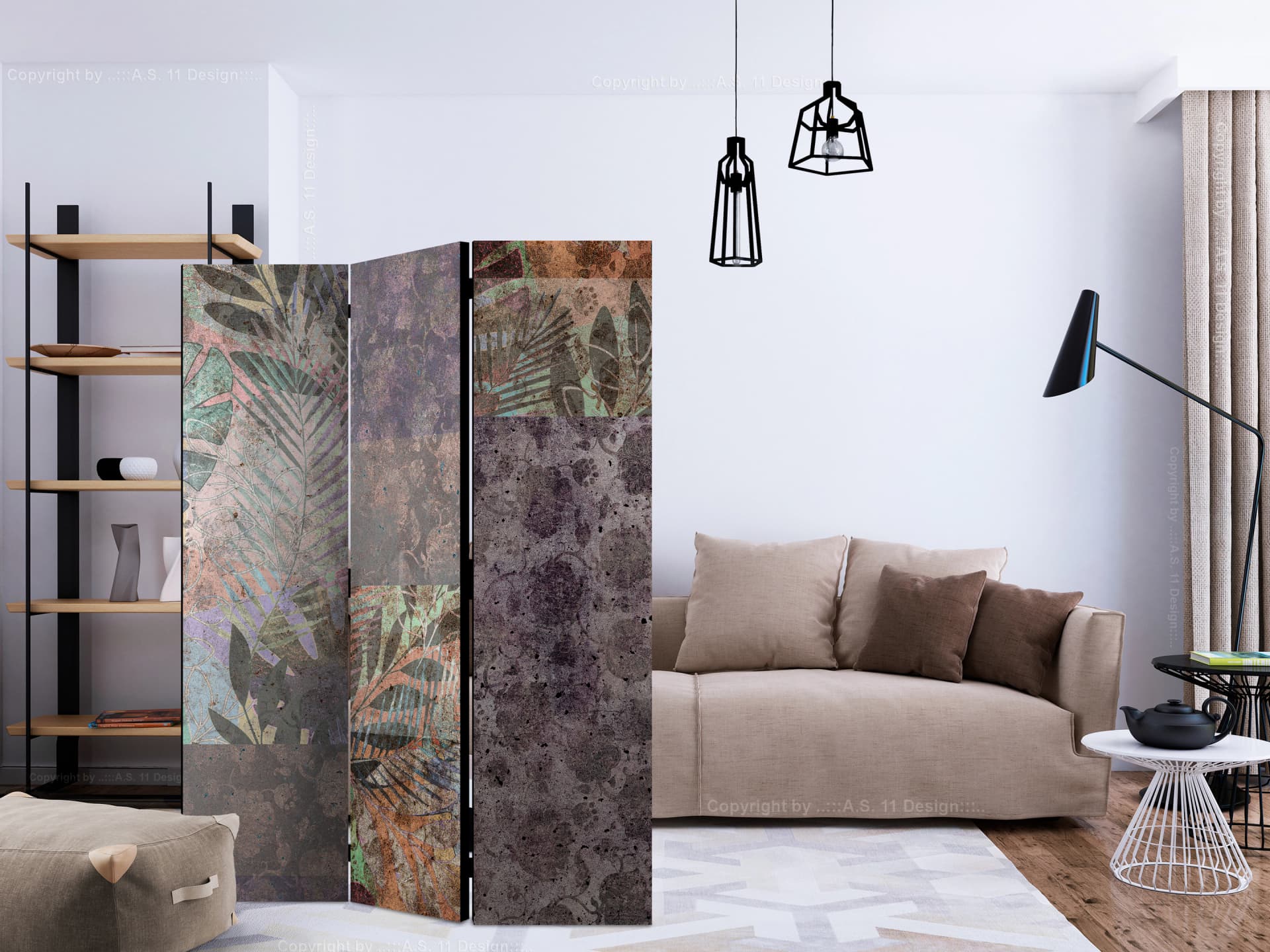 

Parawan 3-częściowy - Betonowy ogród [Room Dividers] (rozmiar 135x172)