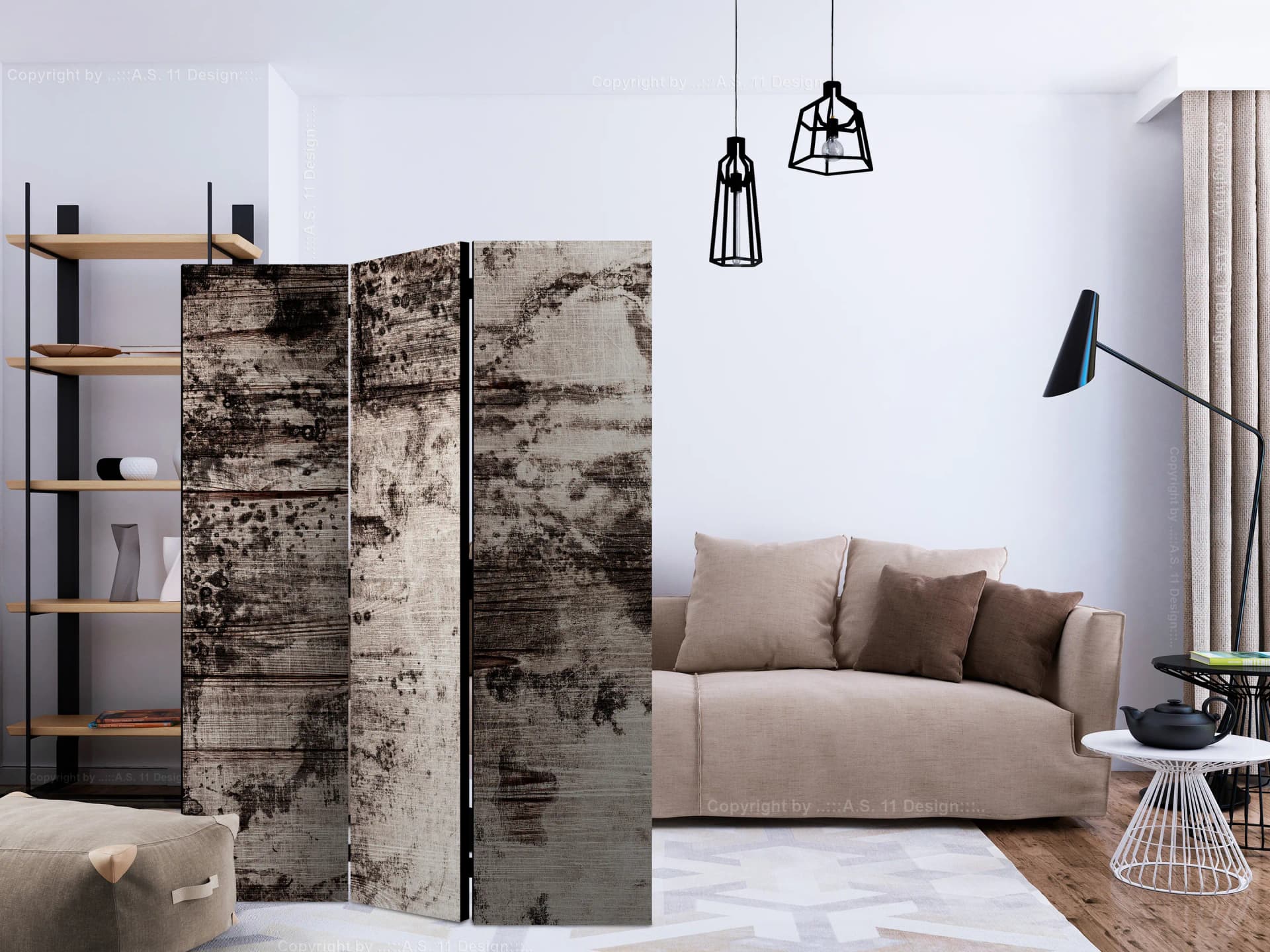 

Parawan 3-częściowy - Przypalane drewno [Room Dividers] (rozmiar 135x172)