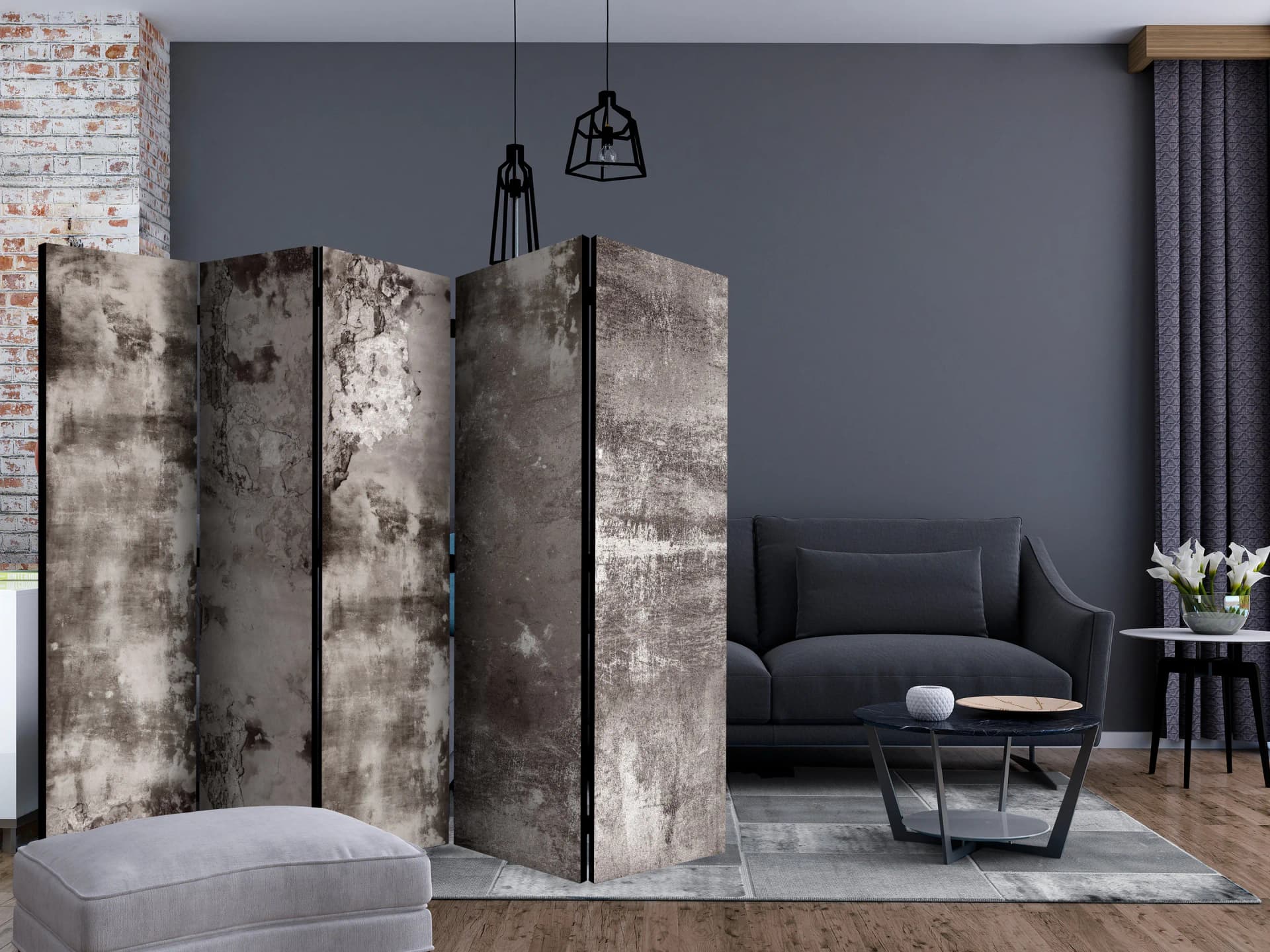 

Parawan 5-częściowy - Stary tynk II [Room Dividers] (rozmiar 225x172)