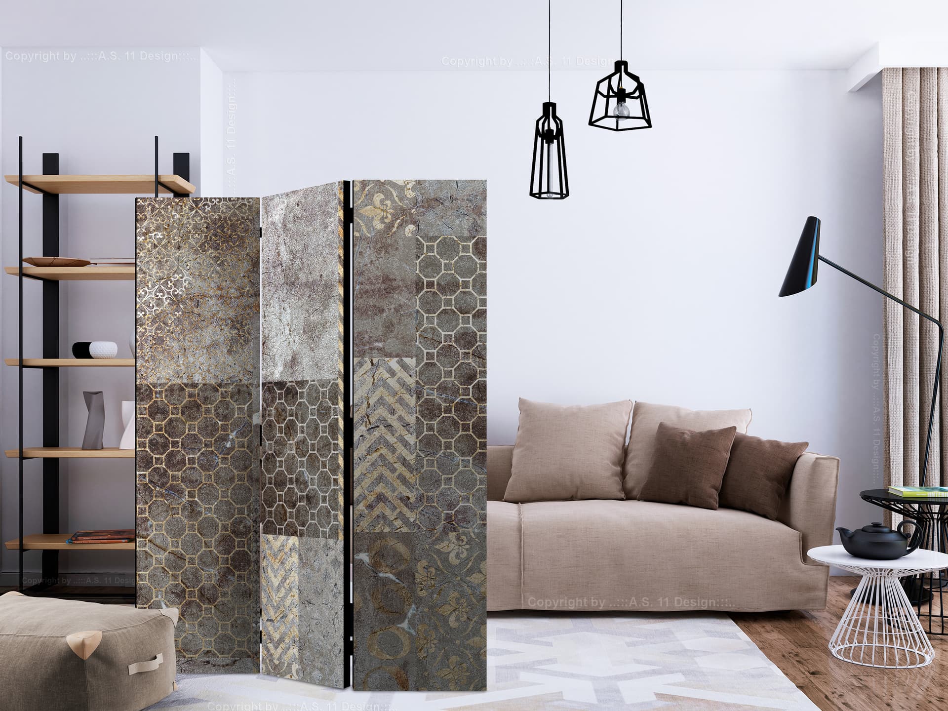 

Parawan 3-częściowy - Geometryczne tekstury [Room Dividers] (rozmiar 135x172)