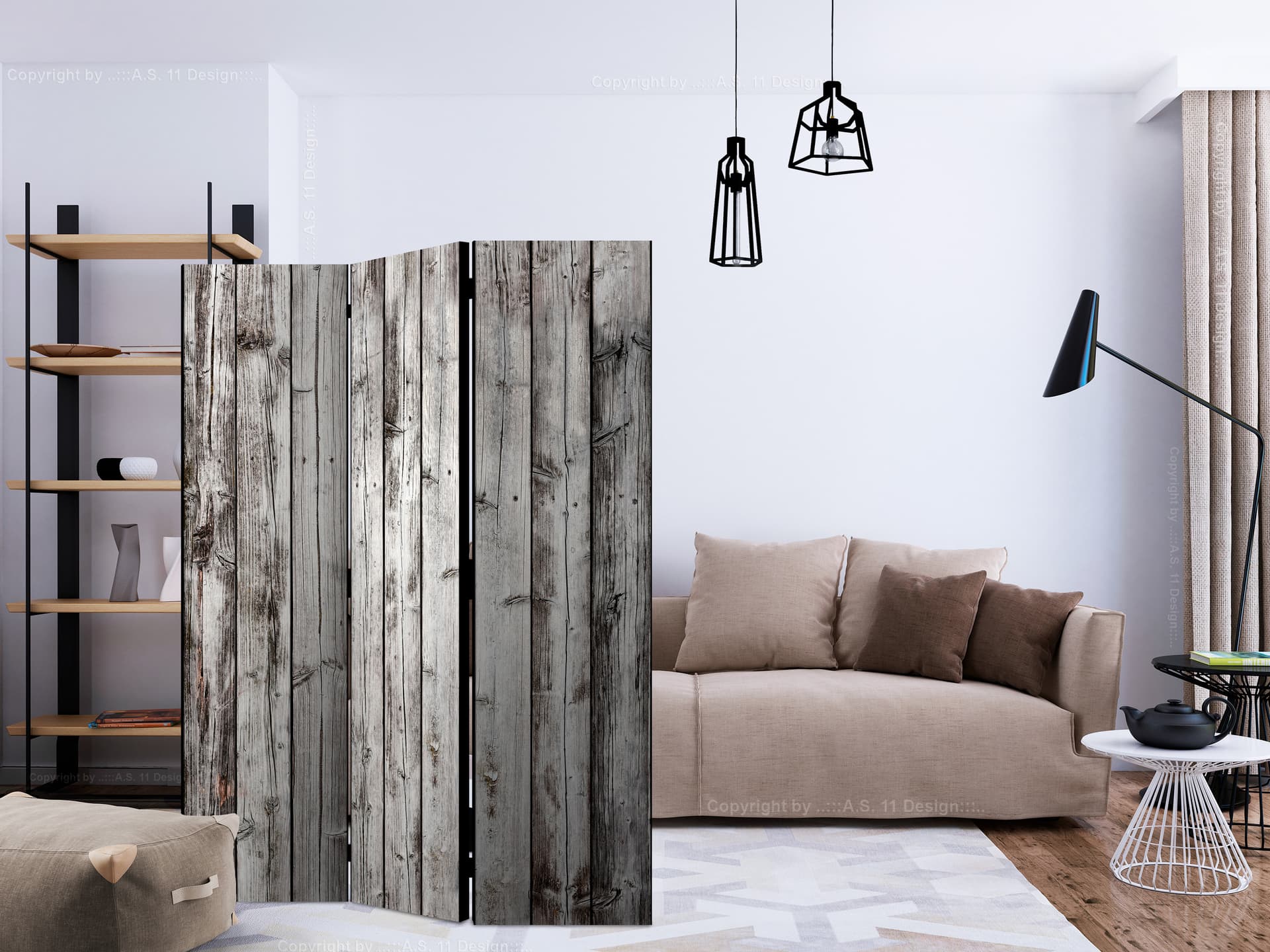 

Parawan 3-częściowy - Surowe deski [Room Dividers] (rozmiar 135x172)