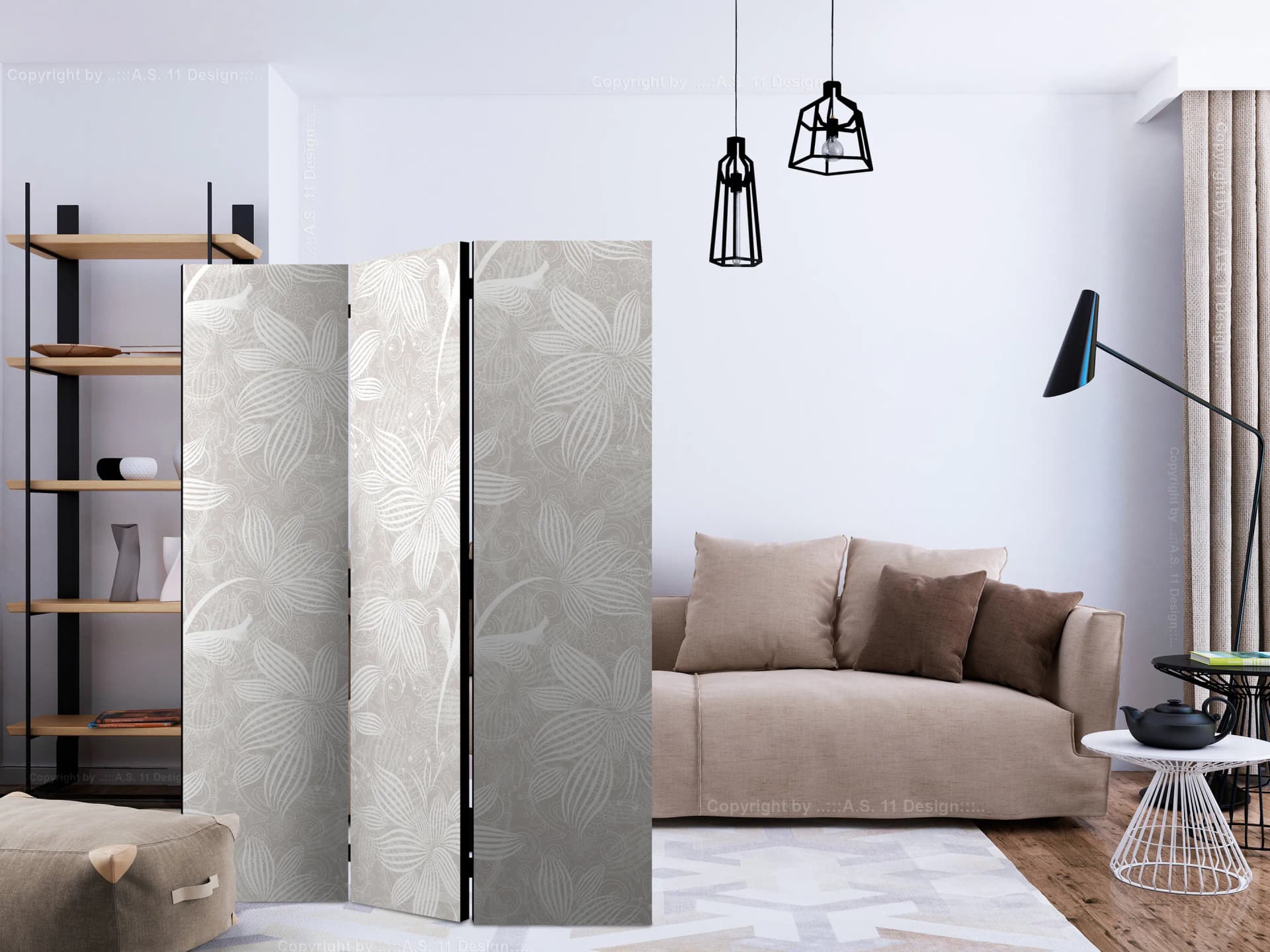 

Parawan 3-częściowy - Kwiatowe elementy [Room Dividers] (rozmiar 135x172)