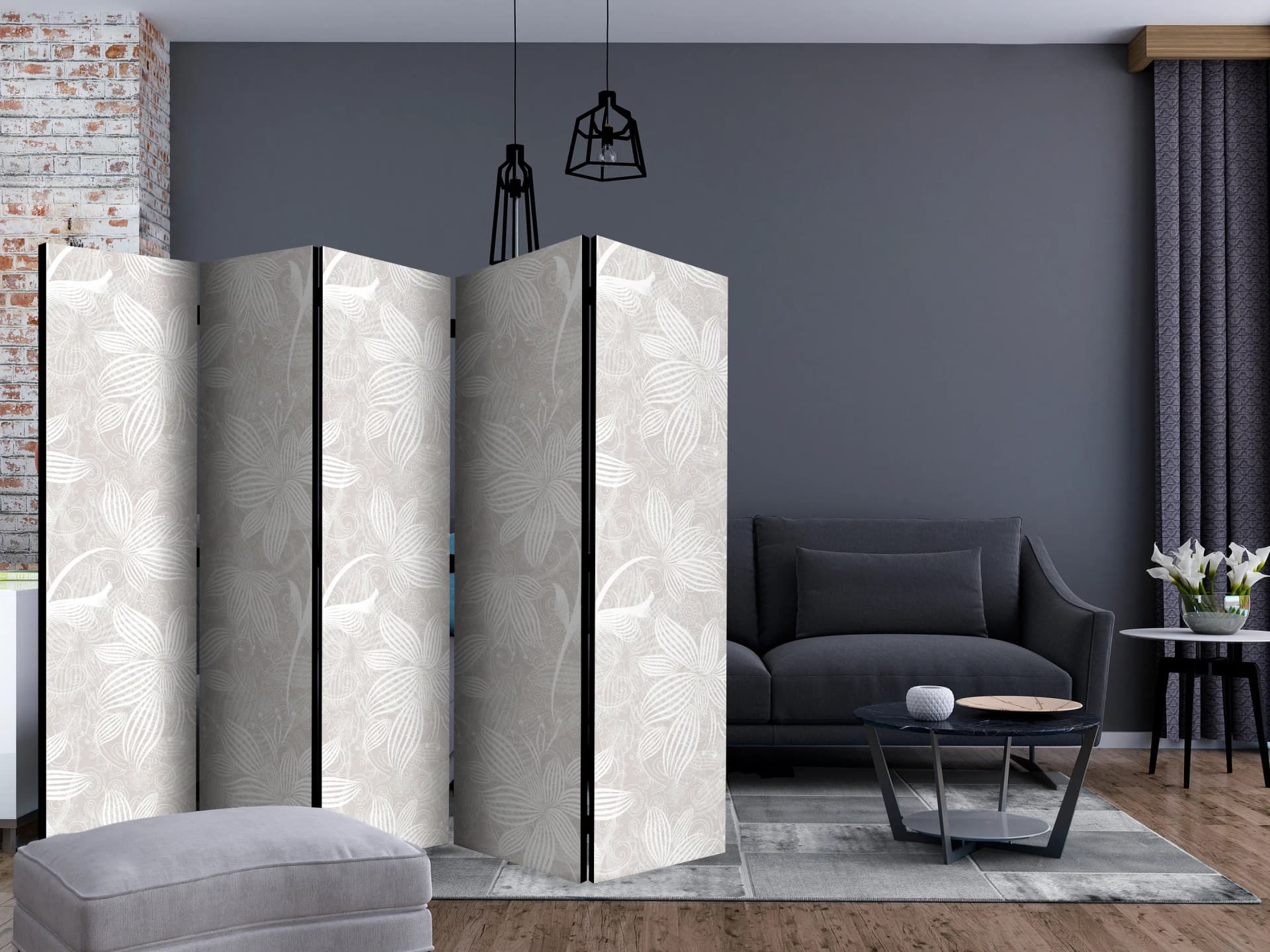 

Parawan 5-częściowy - Kwiatowe elementy II [Room Dividers] (rozmiar 225x172)