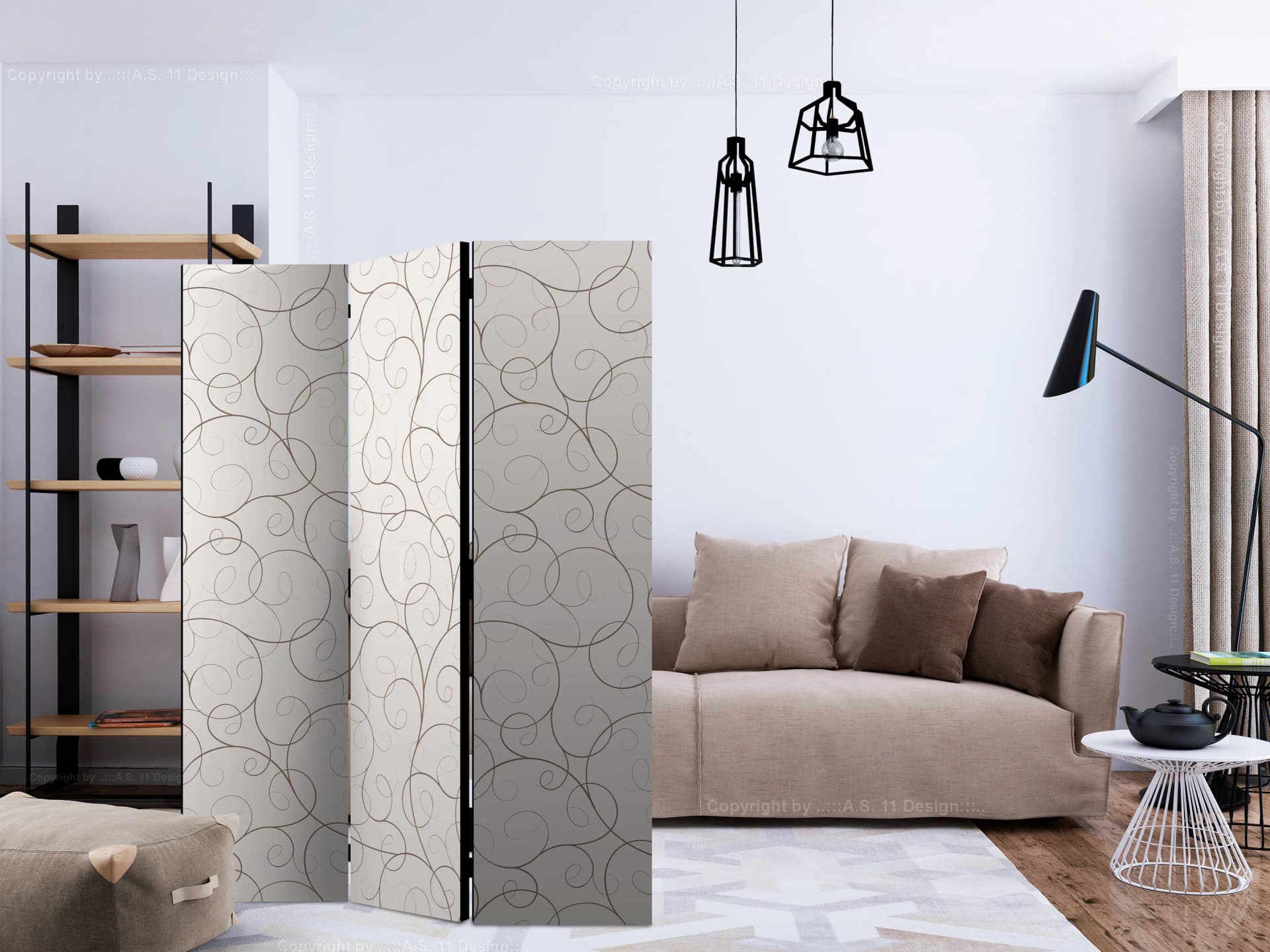 

Parawan 3-częściowy - Czarne serpentyny [Room Dividers] (rozmiar 135x172)