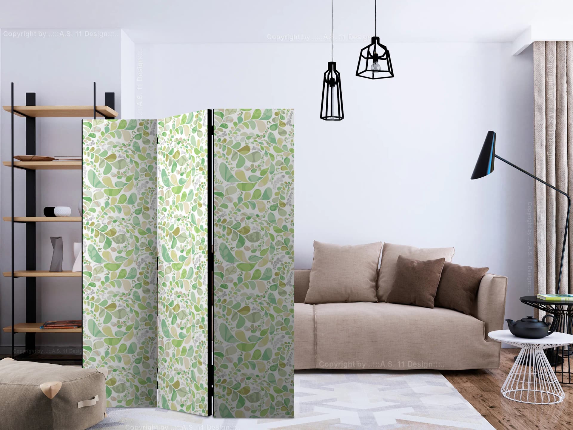 

Parawan 3-częściowy - Roślinny witraż [Room Dividers] (rozmiar 135x172)