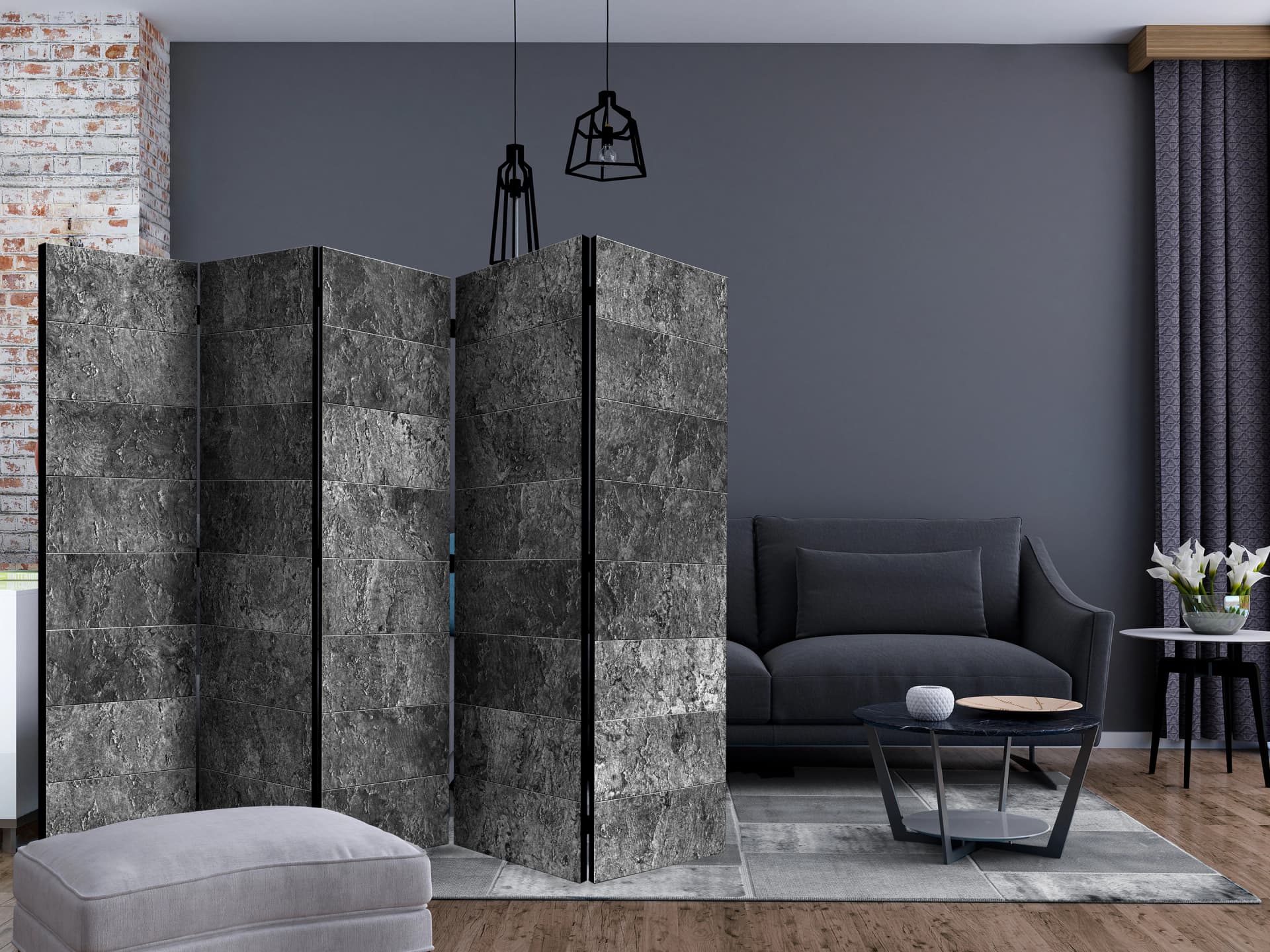 

Parawan 5-częściowy - Odcienie szarości II [Room Dividers] (rozmiar 225x172)