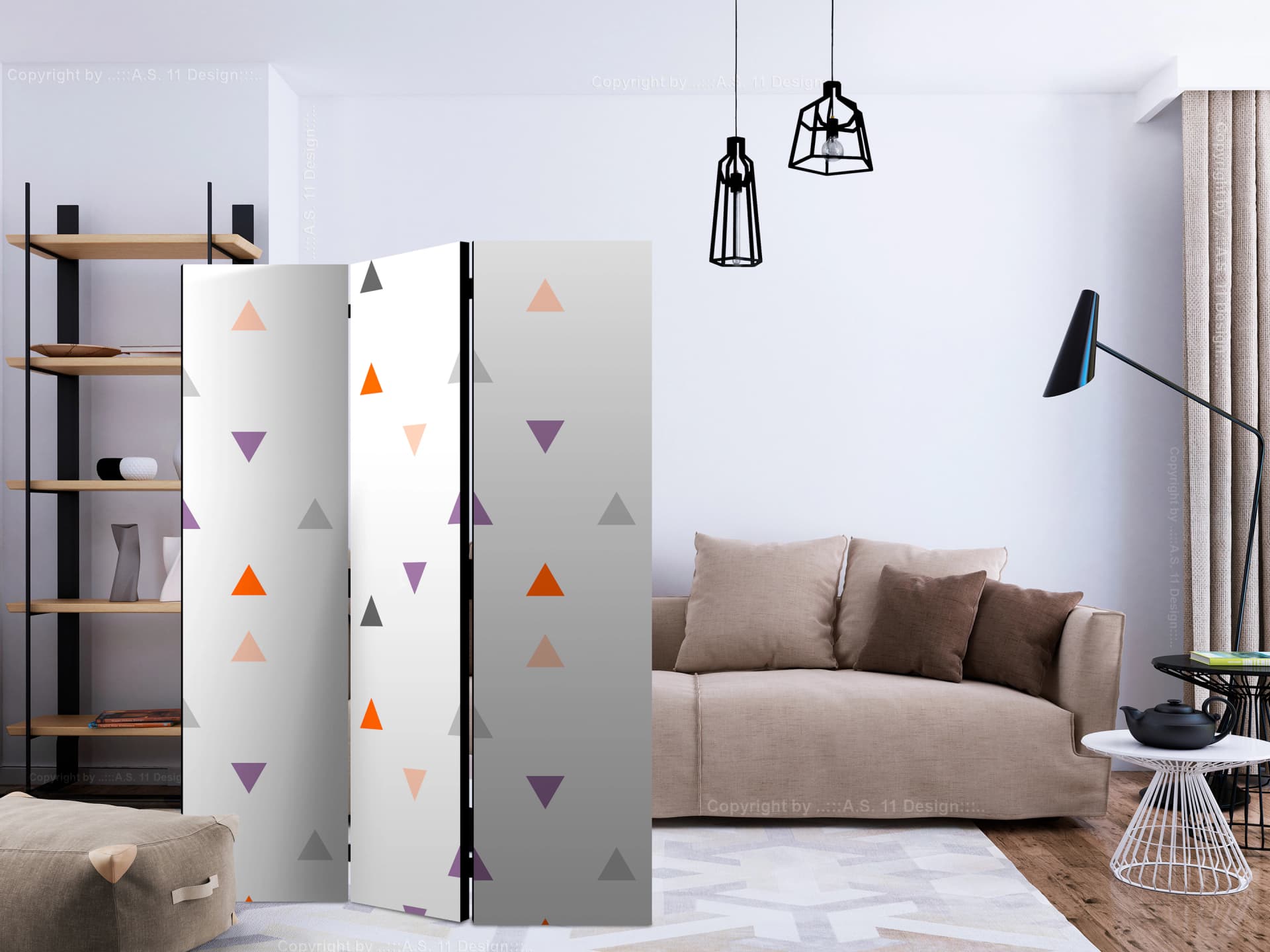 

Parawan 3-częściowy - Deszcz trójkątów [Room Dividers] (rozmiar 135x172)