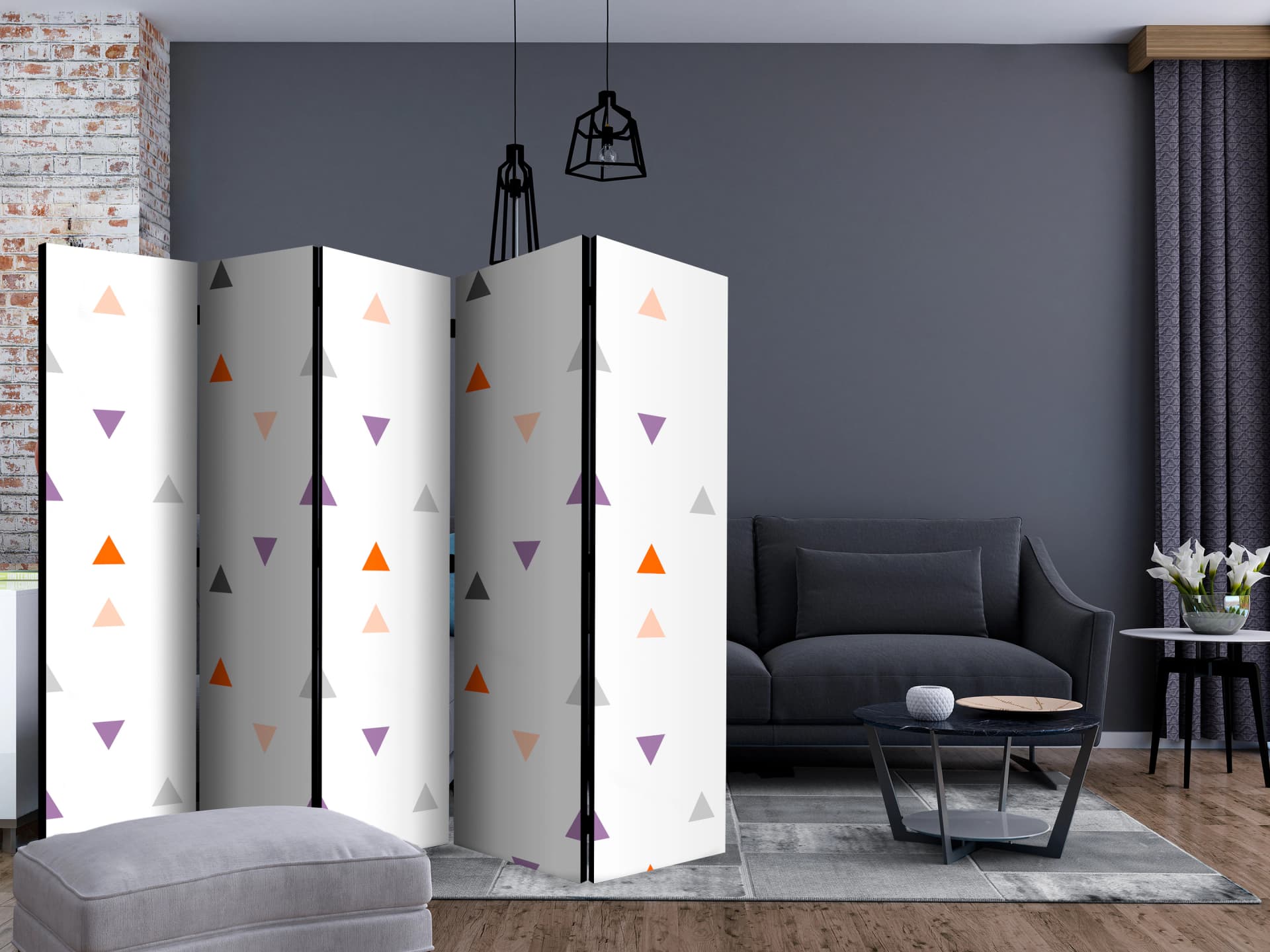 

Parawan 5-częściowy - Deszcz trójkątów II [Room Dividers] (rozmiar 225x172)