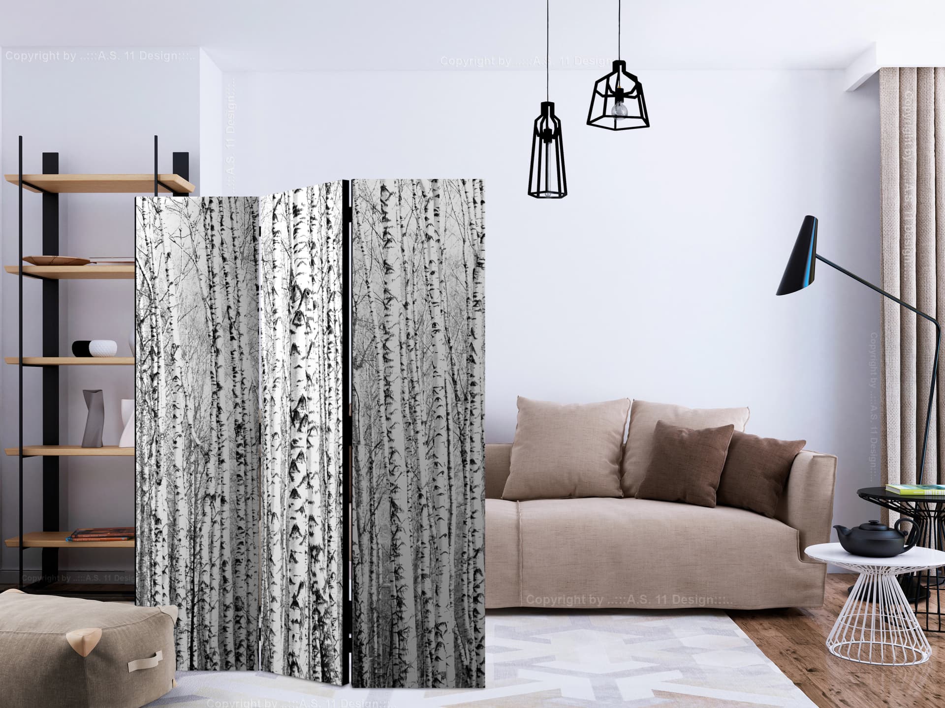 

Parawan 3-częściowy - Brzozowy las [Room Dividers] (rozmiar 135x172)