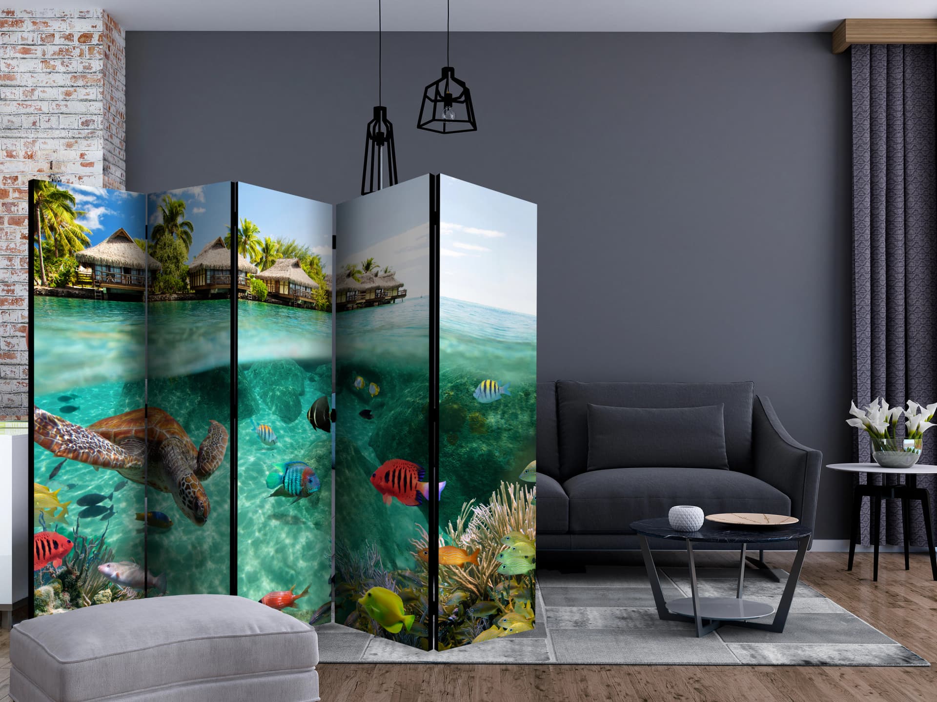 

Parawan 5-częściowy - Pod powierzchnią wody II [Room Dividers] (rozmiar 225x172)