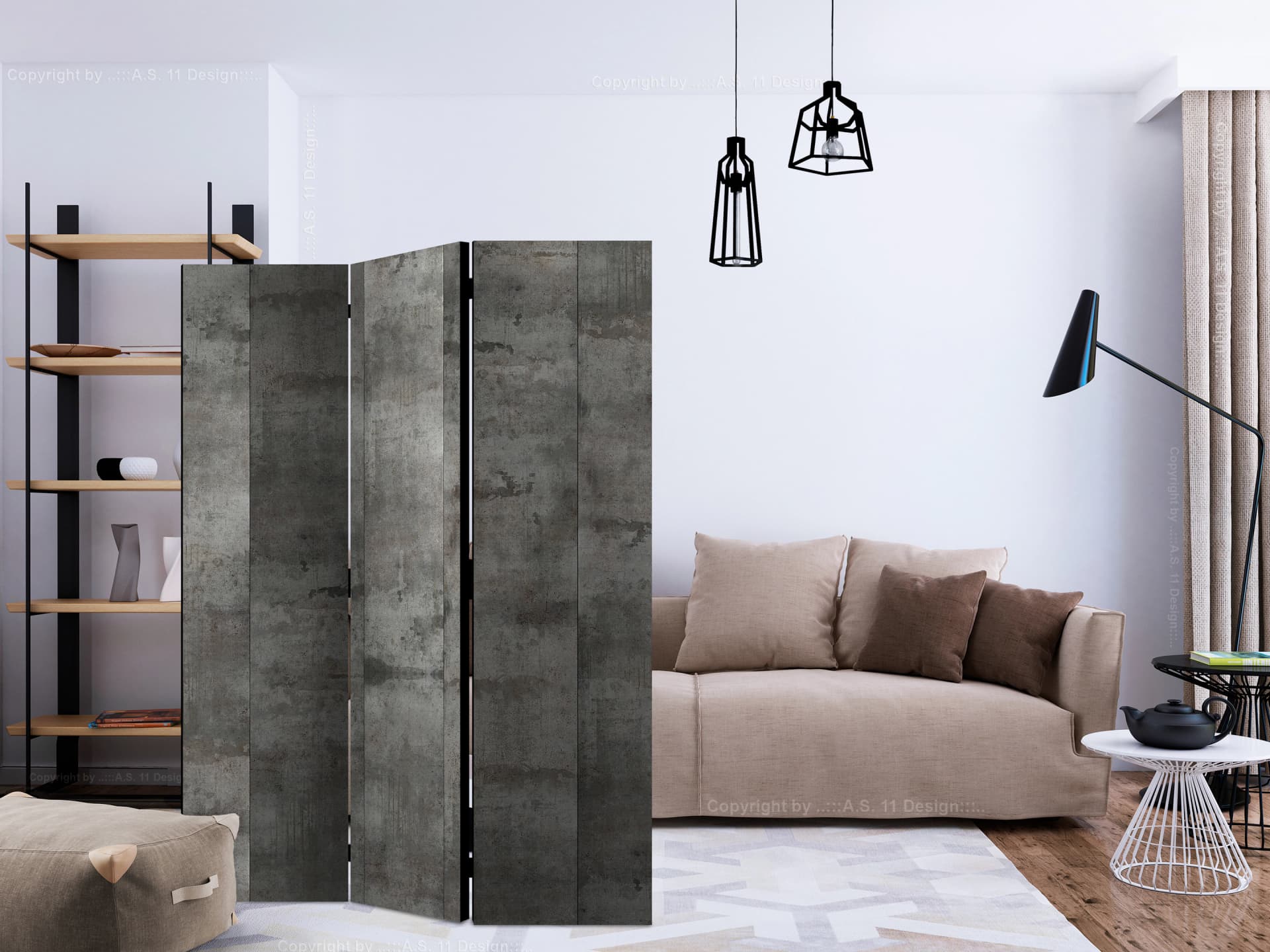 

Parawan 3-częściowy - Stalowy wzór [Room Dividers] (rozmiar 135x172)