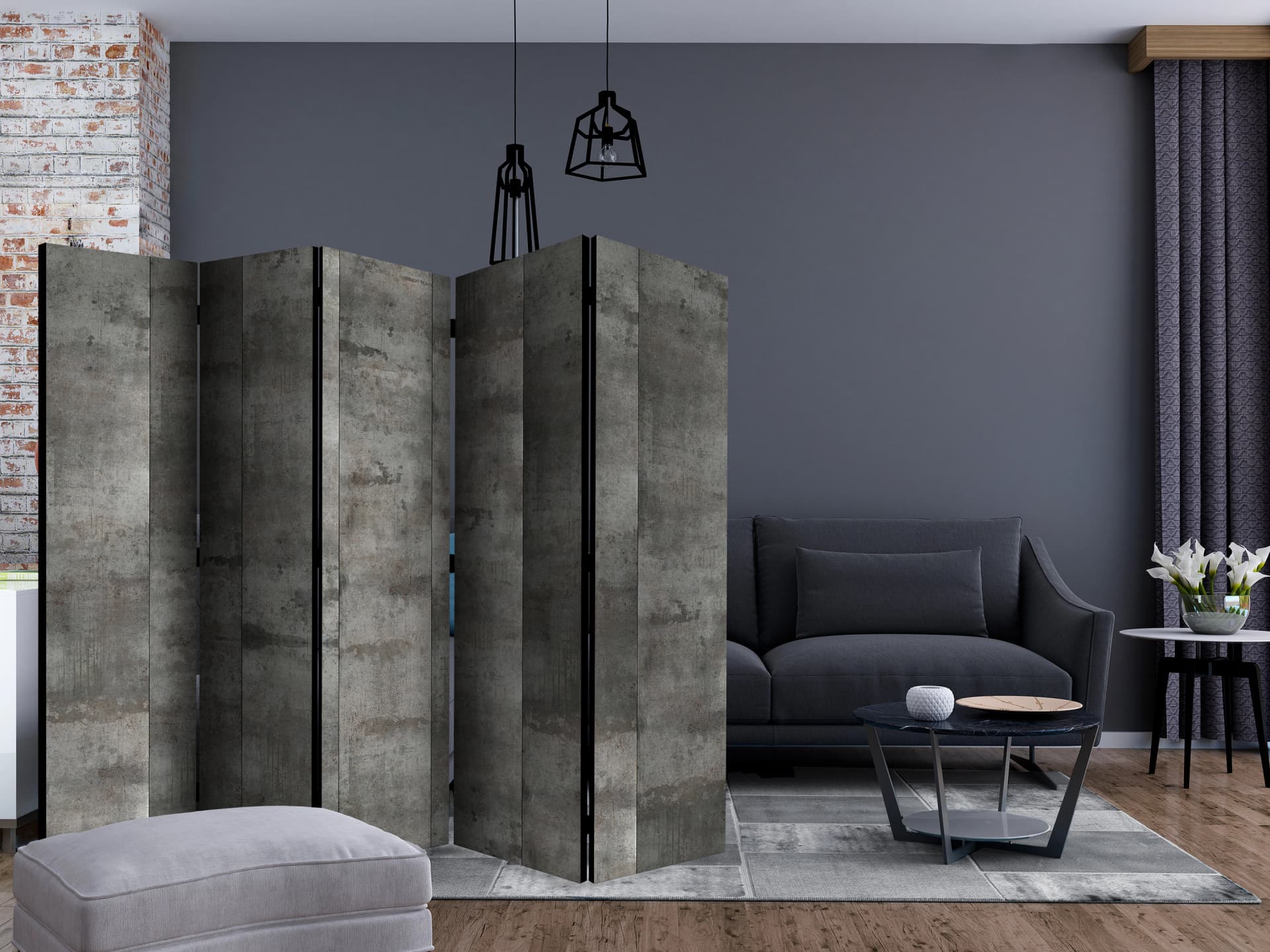

Parawan 5-częściowy - Stalowy wzór II [Room Dividers] (rozmiar 225x172)