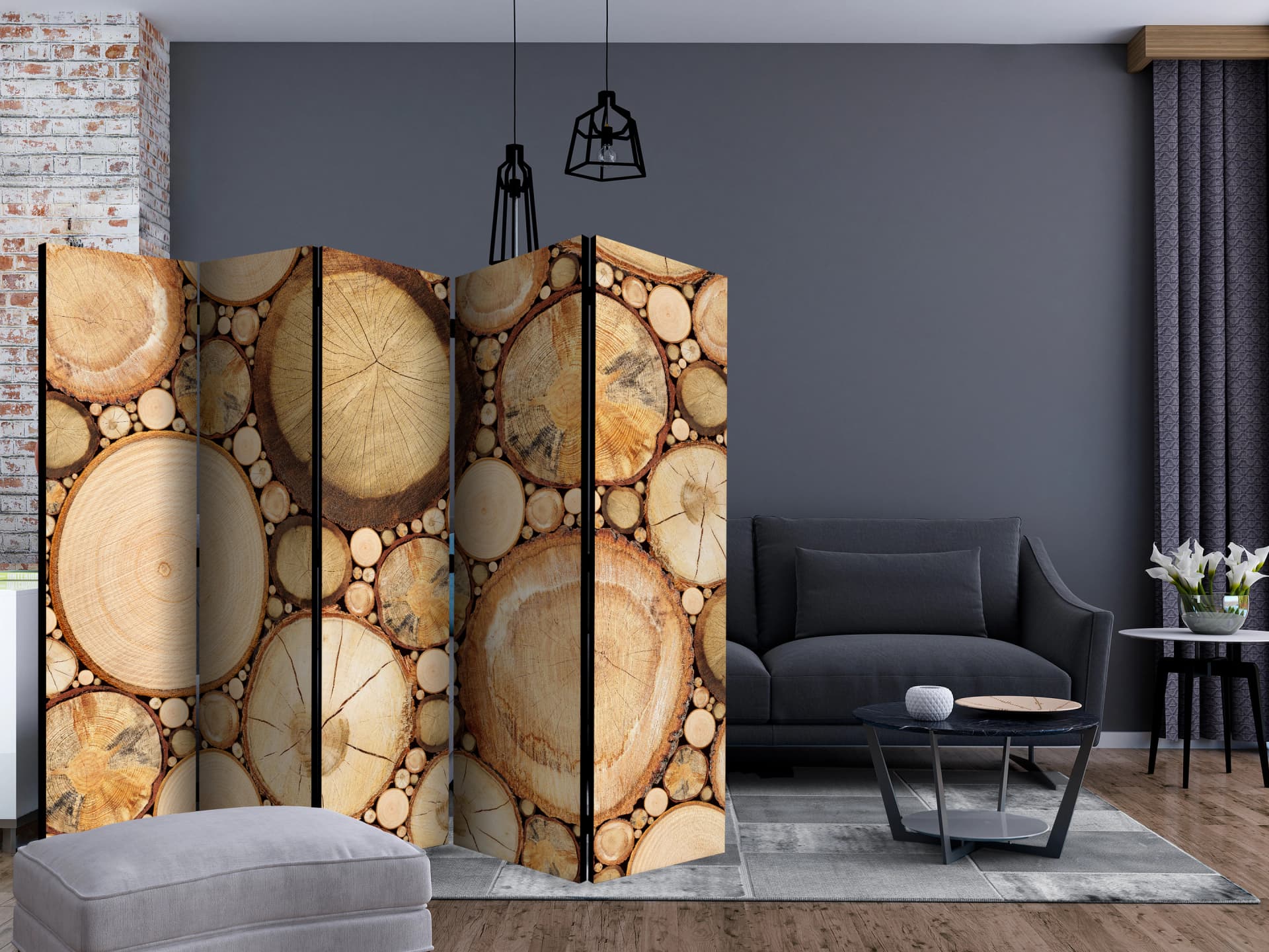 

Parawan 5-częściowy - Słoje drewna II [Room Dividers] (rozmiar 225x172)