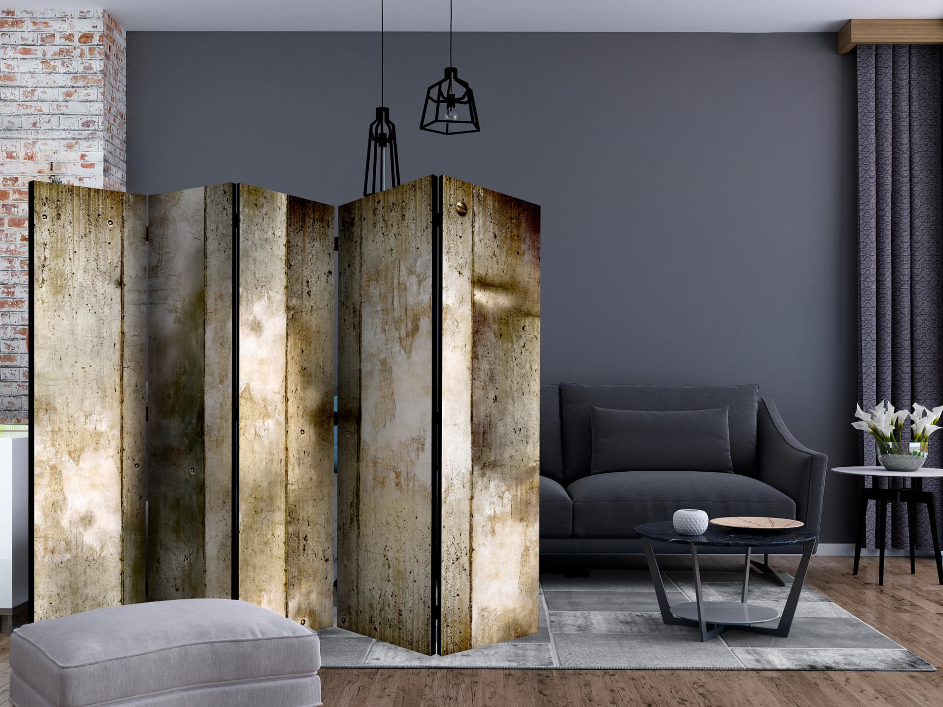 

Parawan 5-częściowy - Złote pasy II [Room Dividers] (rozmiar 225x172)