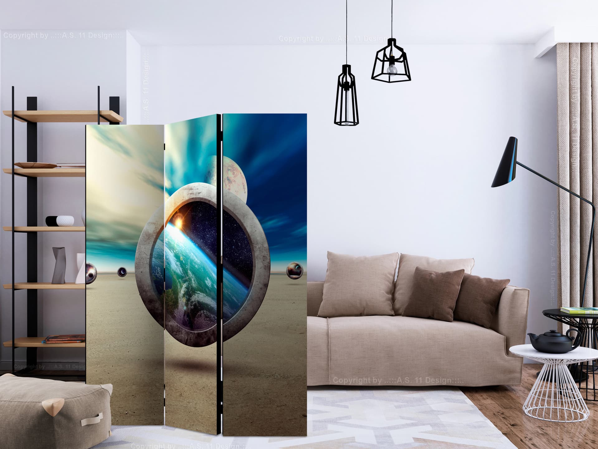 

Parawan 3-częściowy - Spacer planet [Room Dividers] (rozmiar 135x172)