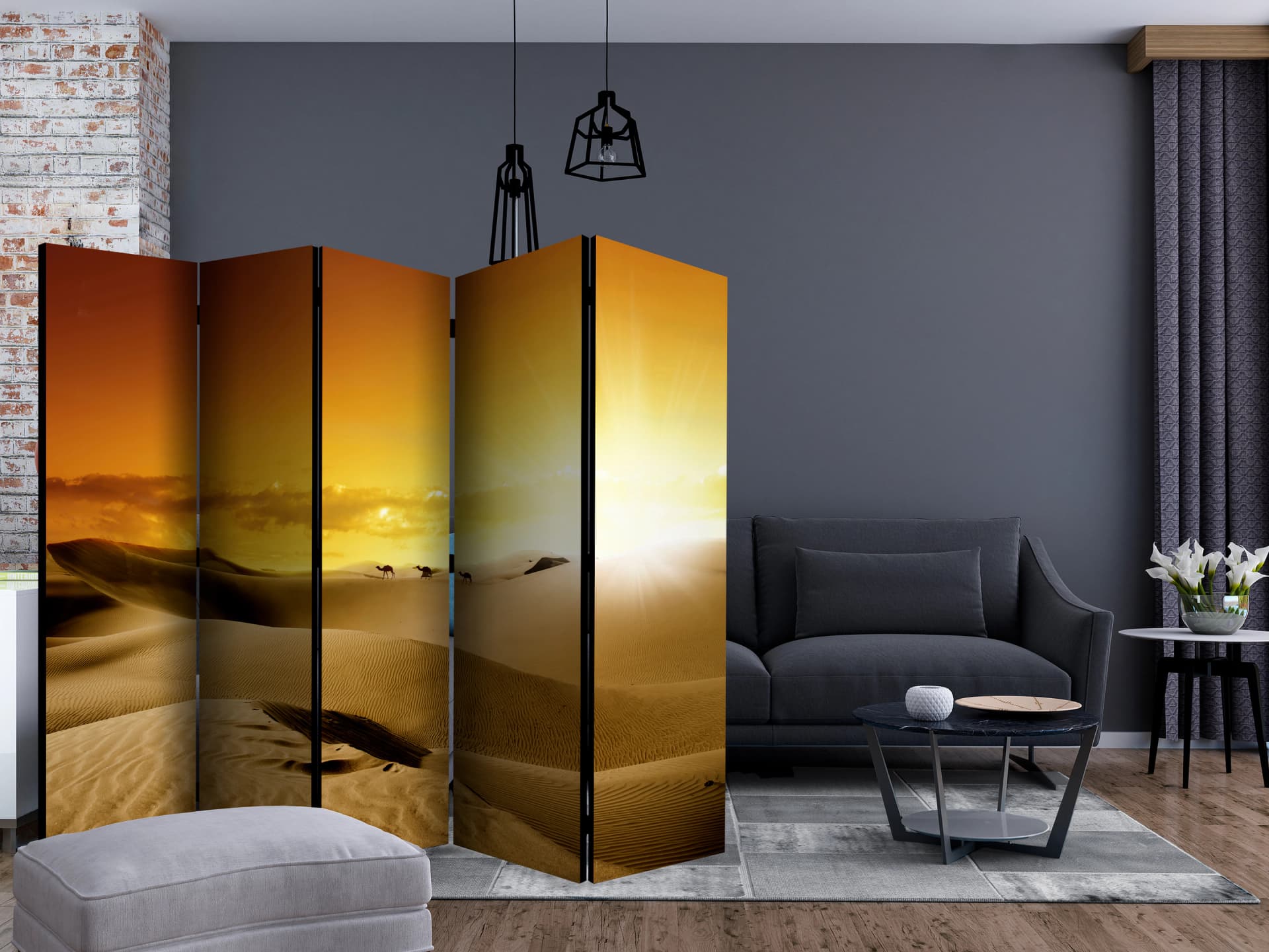 

Parawan 5-częściowy - Marsz wielbłądów II [Room Dividers] (rozmiar 225x172)