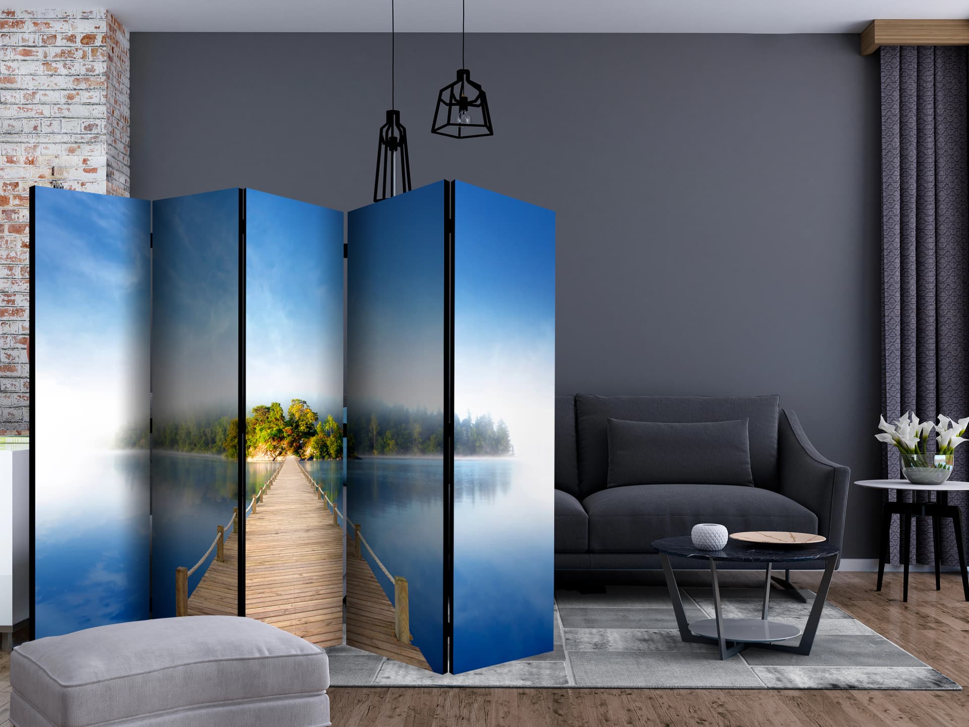 

Parawan 5-częściowy - Tajemnicza wyspa II [Room Dividers] (rozmiar 225x172)