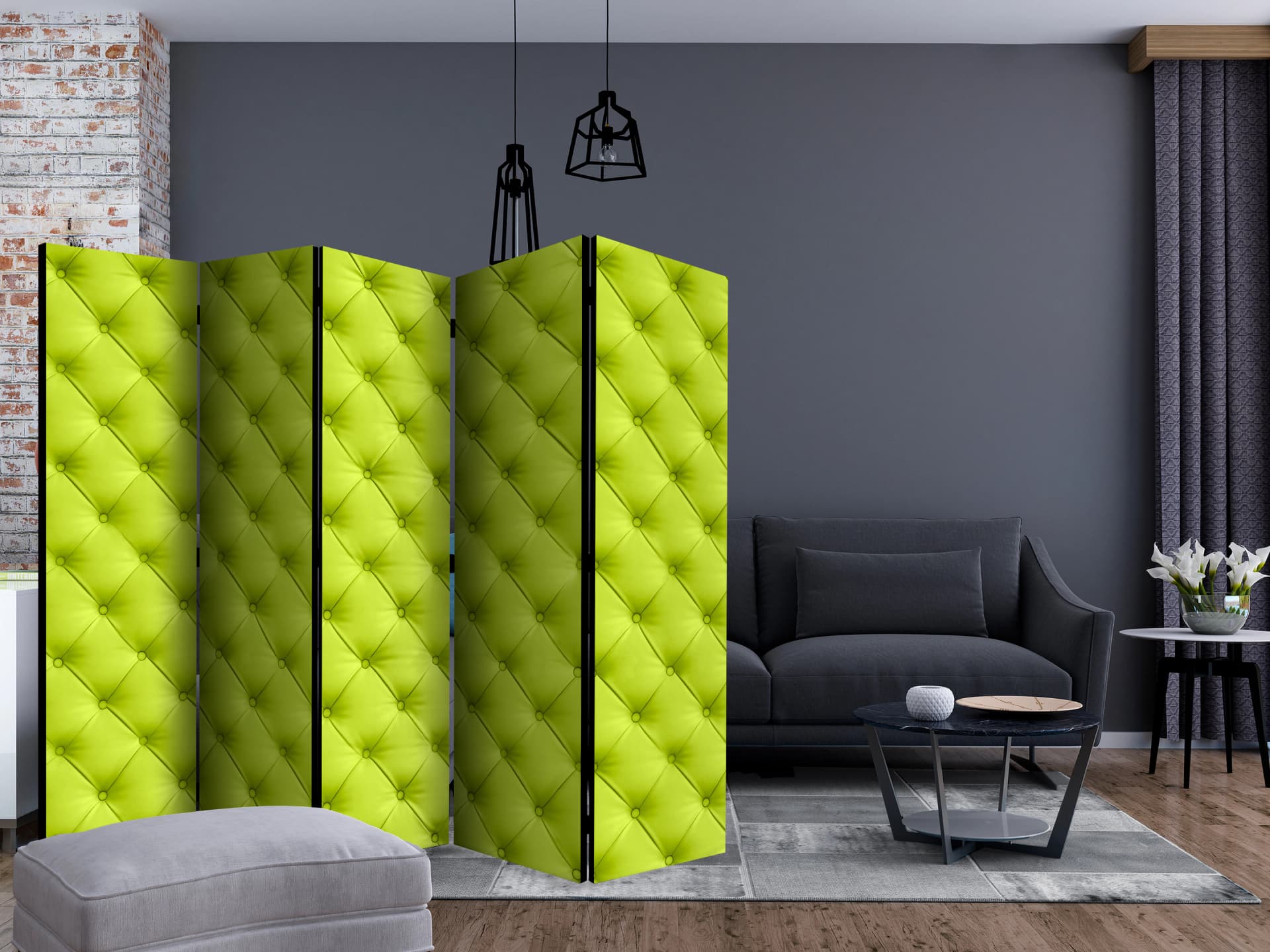 

Parawan 5-częściowy - Limonkowe odprężenie II [Room Dividers] (rozmiar 225x172)