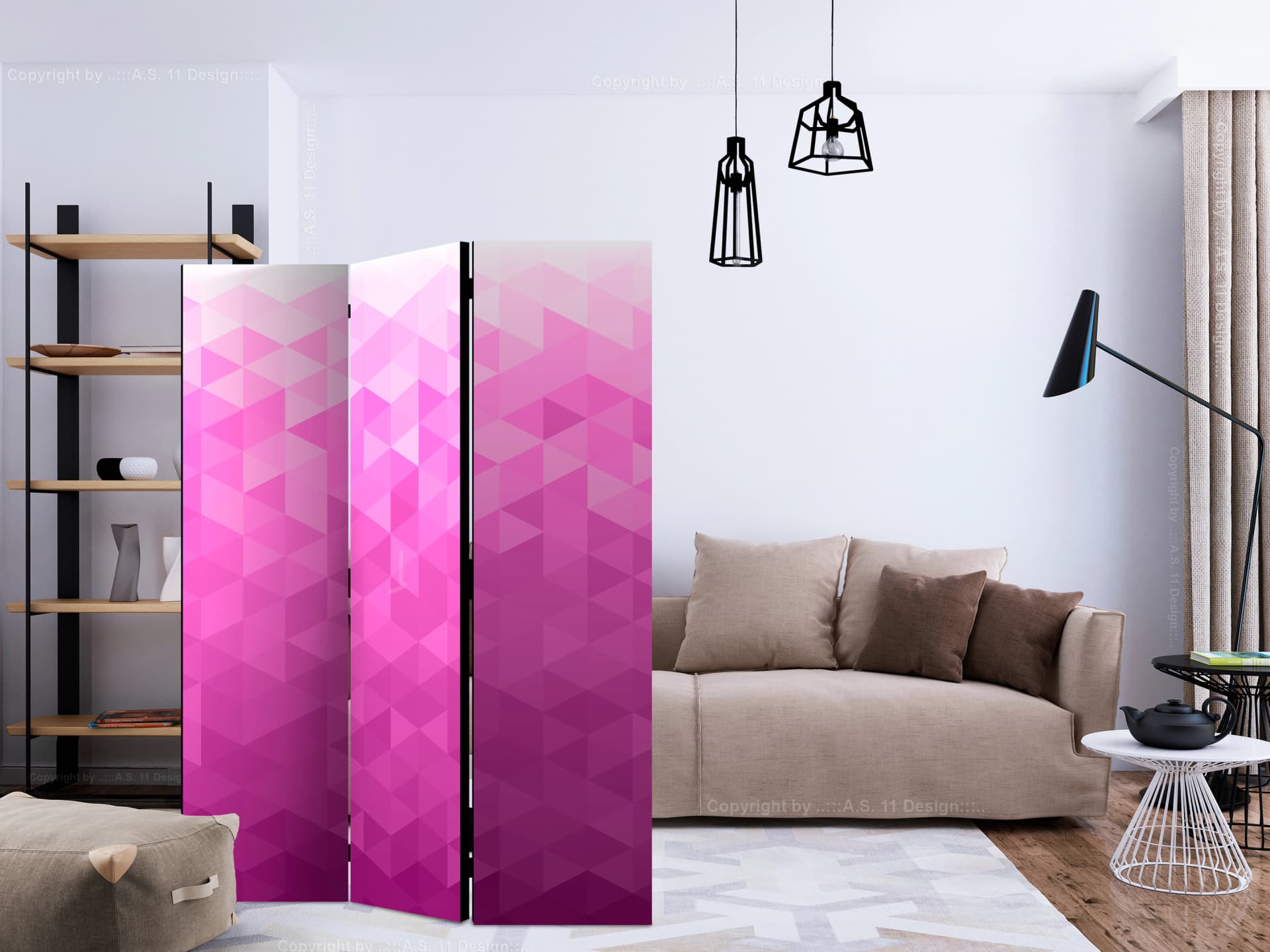 

Parawan 3-częściowy - Różowy piksel [Room Dividers] (rozmiar 135x172)