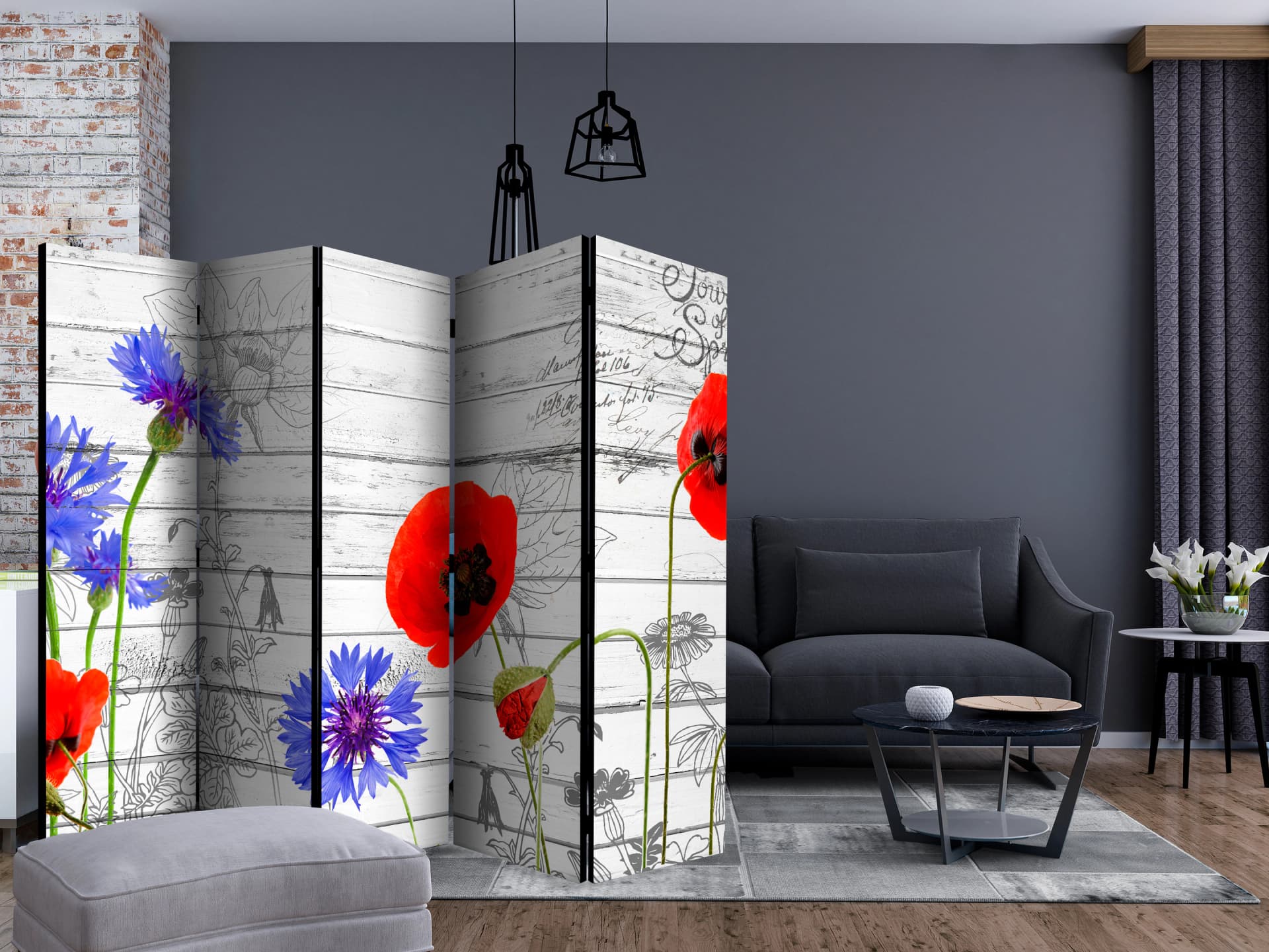 

Parawan 5-częściowy - Polne kwiaty II [Room Dividers] (rozmiar 225x172)