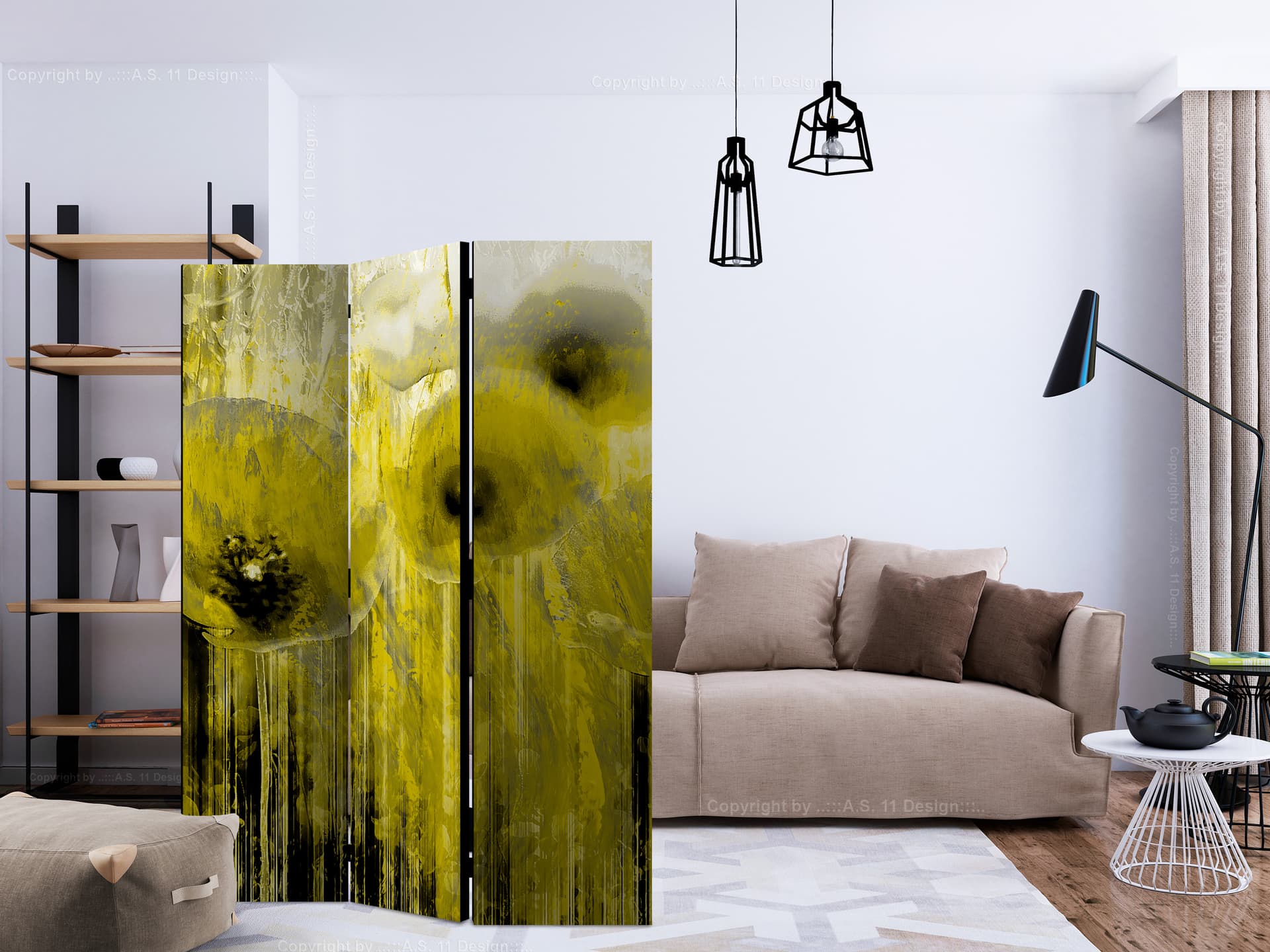 

Parawan 3-częściowy - Żółte szaleństwo [Room Dividers] (rozmiar 135x172)