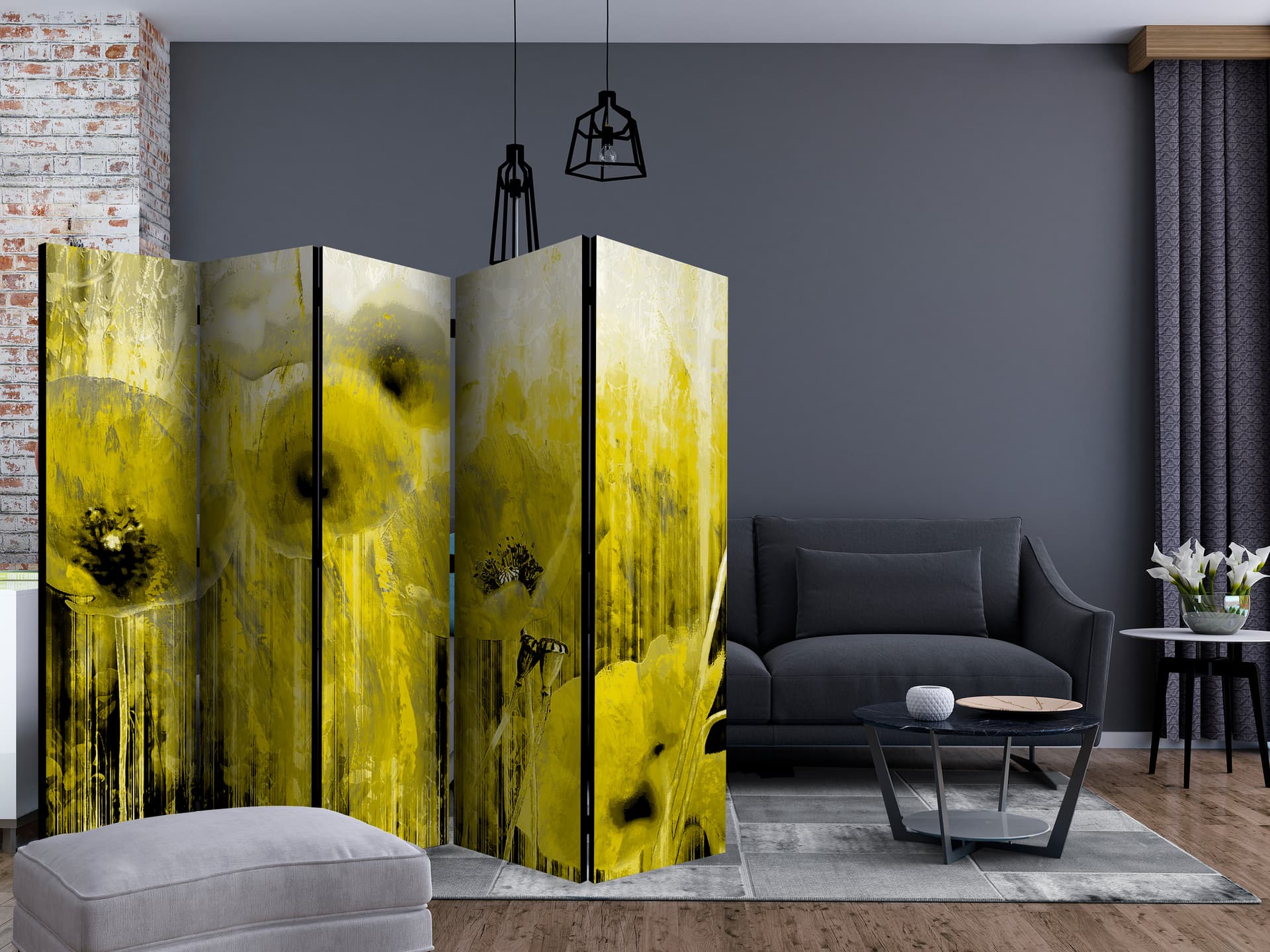 

Parawan 5-częściowy - Żółte szaleństwo II [Room Dividers] (rozmiar 225x172)