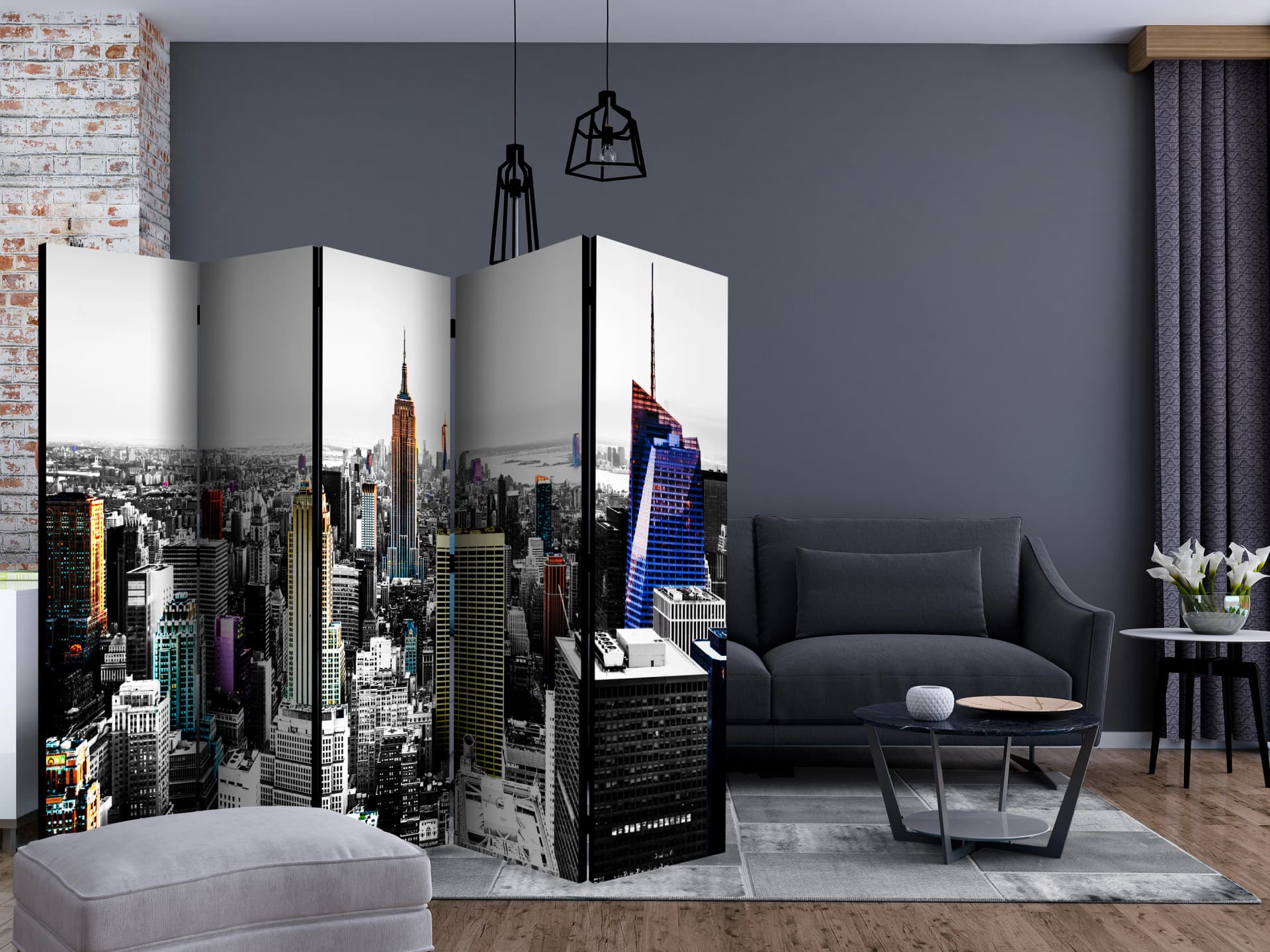 

Parawan 5-częściowy - Opalizujące wieżowce II [Room Dividers] (rozmiar 225x172)