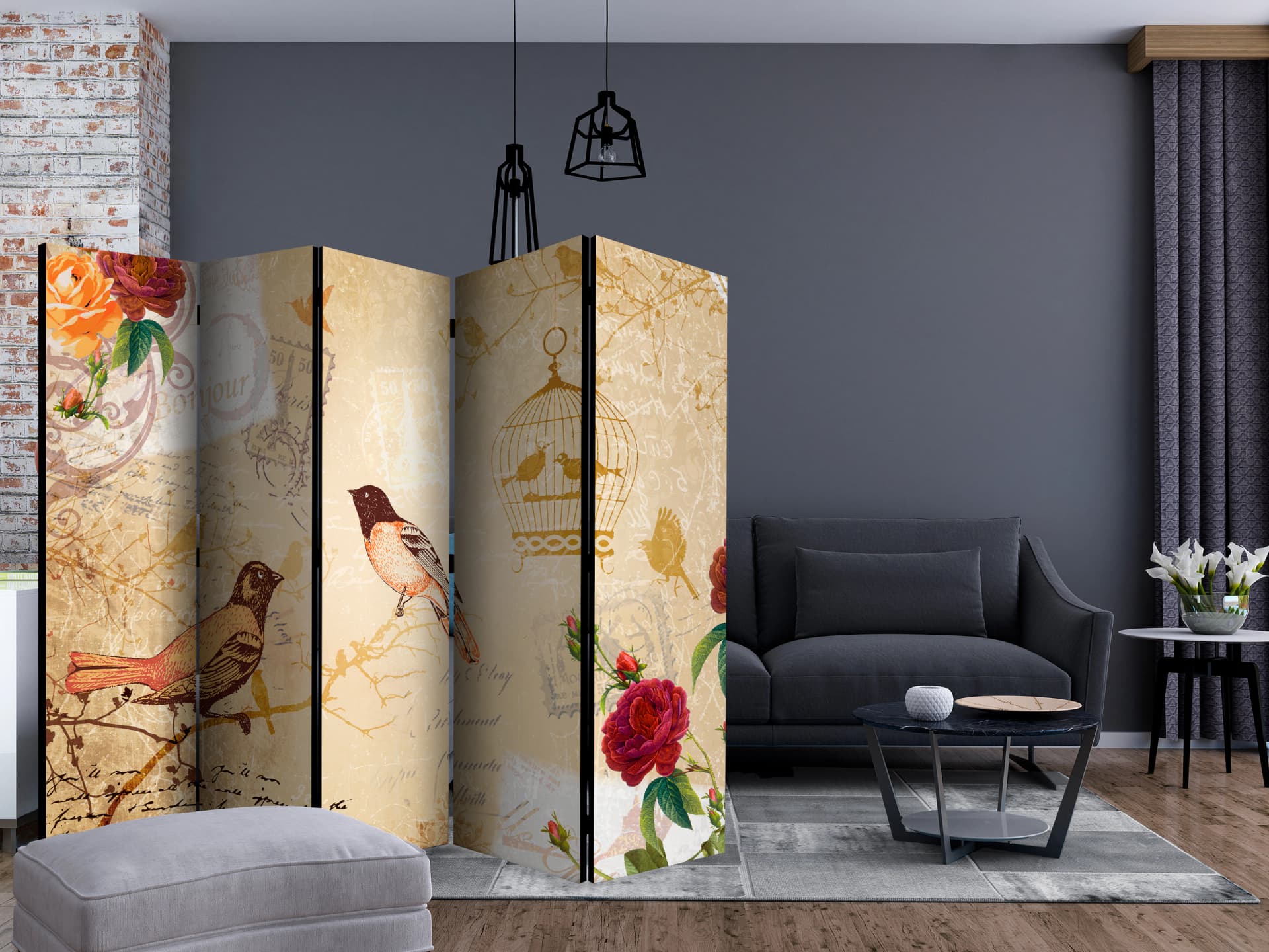 

Parawan 5-częściowy - Bonjour II [Room Dividers] (rozmiar 225x172)