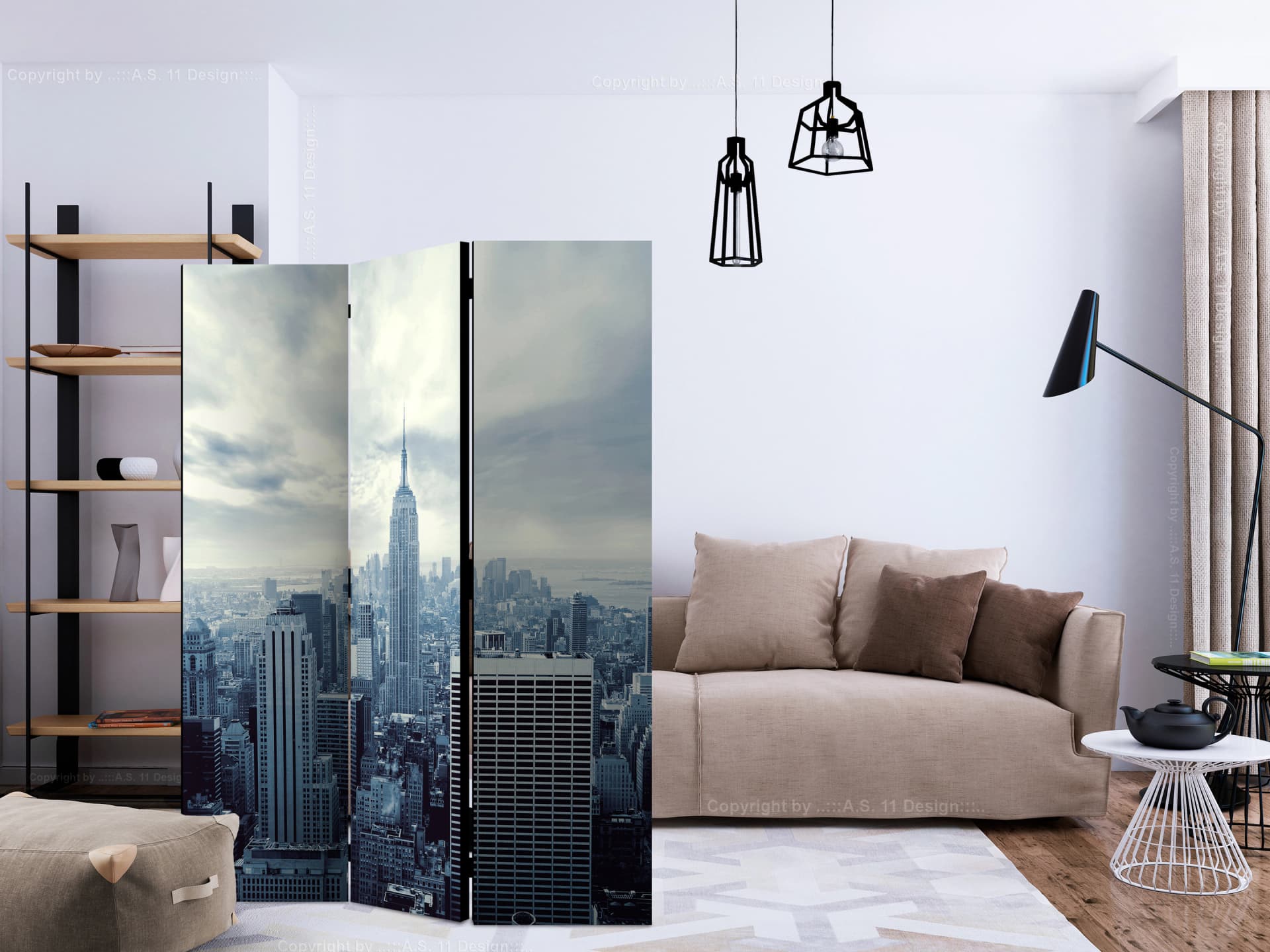 

Parawan 3-częściowy - Blue York [Room Dividers] (rozmiar 135x172)