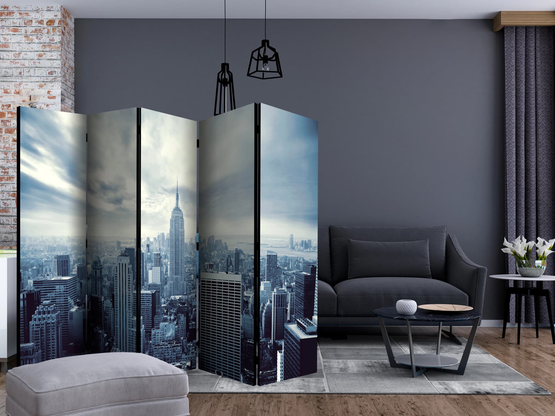 

Parawan 5-częściowy - Blue York II [Room Dividers] (rozmiar 225x172)