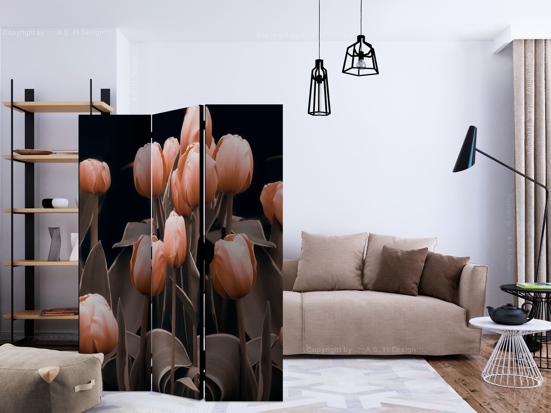 

Parawan 3-częściowy - Ladies among the flowers [Room Dividers] (rozmiar 135x172)