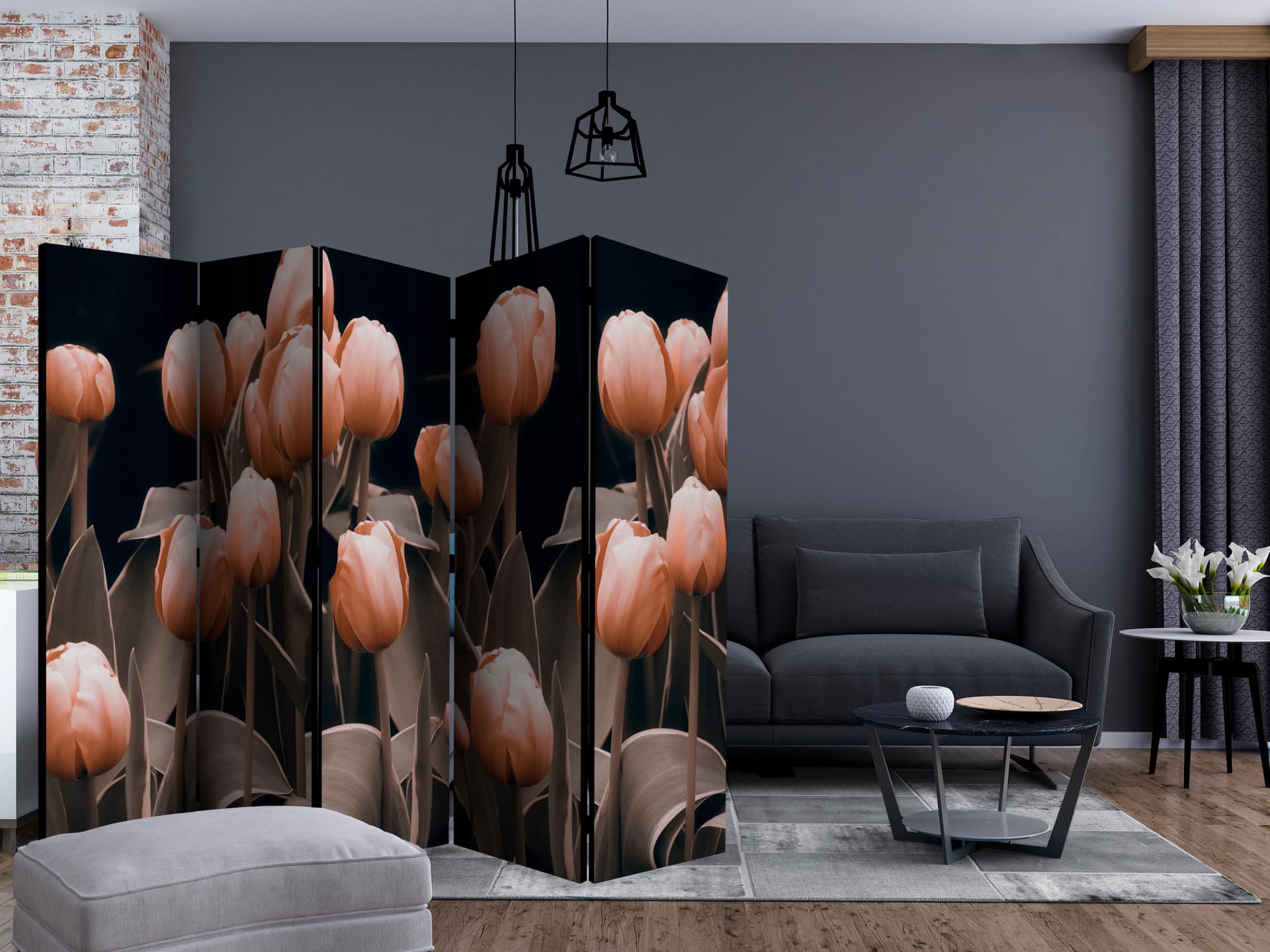 

Parawan 5-częściowy - Ladies among the flowers II [Room Dividers] (rozmiar 225x172)