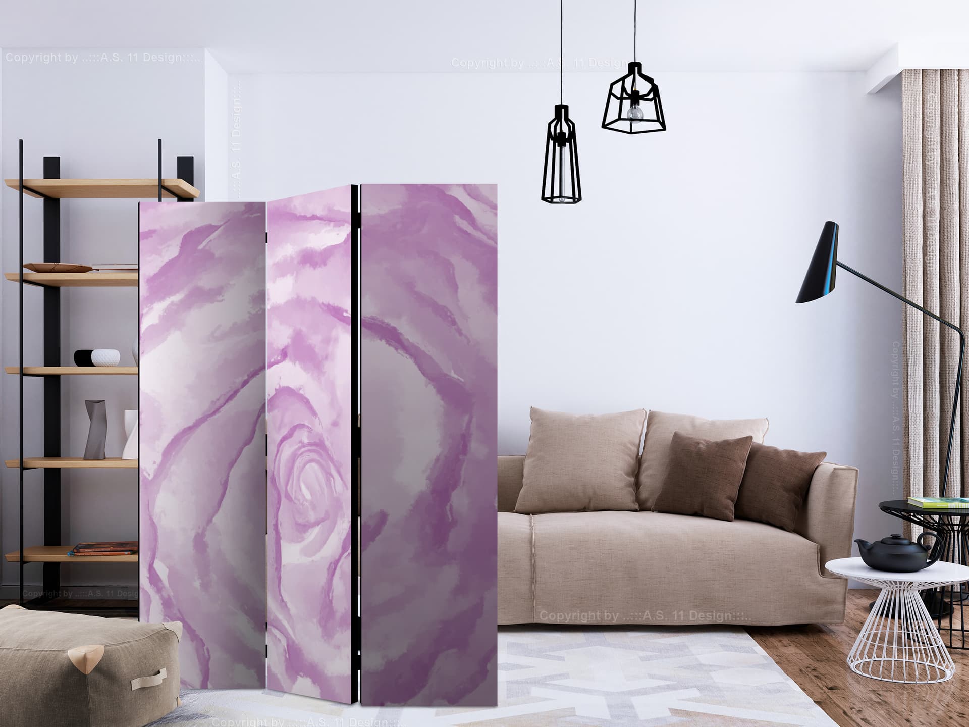 

Parawan 3-częściowy - róża (różowy) [Room Dividers] (rozmiar 135x172)