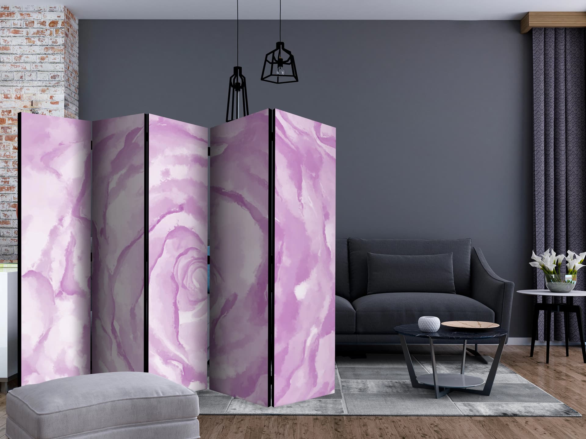 

Parawan 5-częściowy - róża (różowy) II [Room Dividers] (rozmiar 225x172)