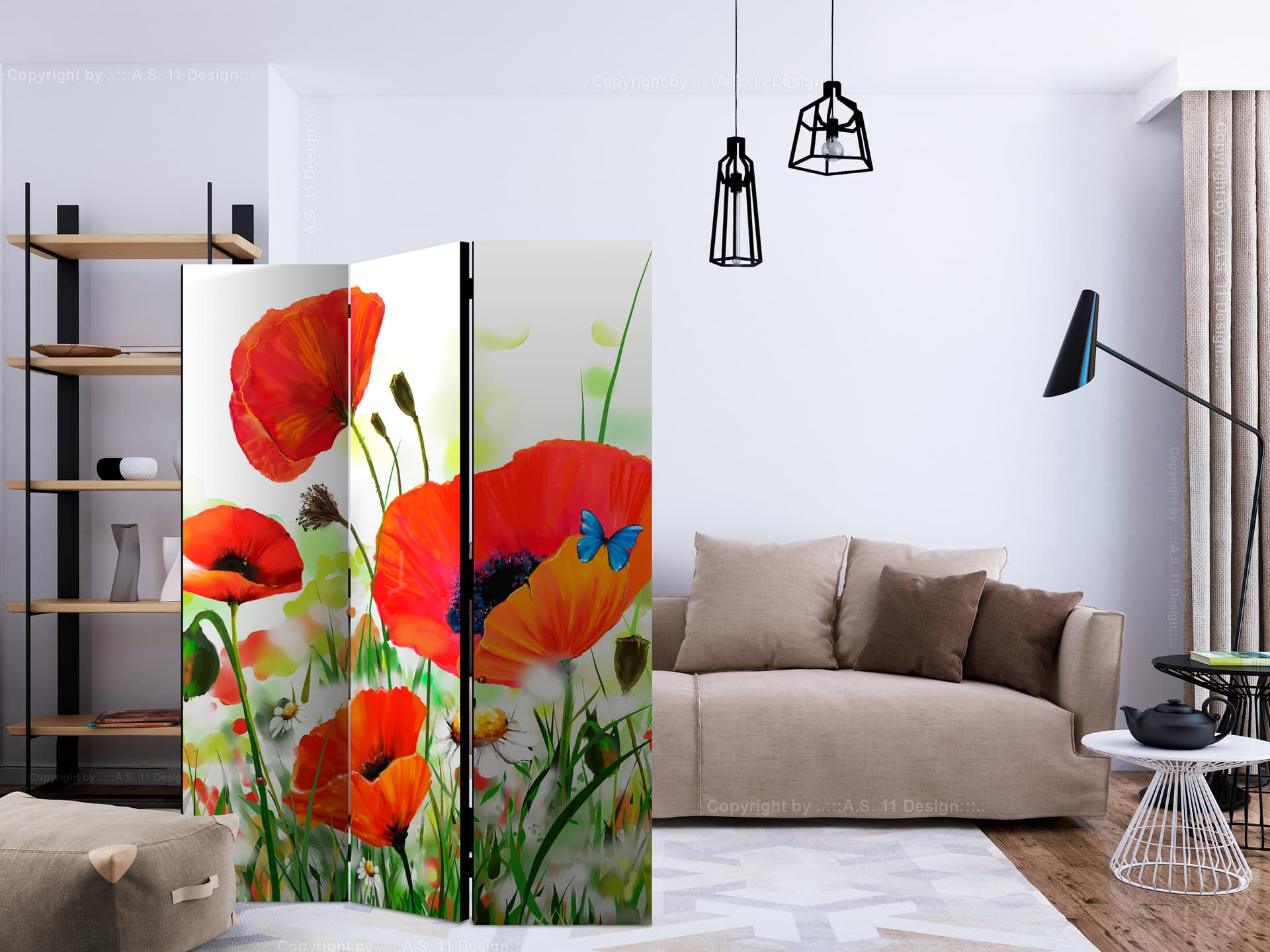 

Parawan 3-częściowy - Country poppies [Room Dividers] (rozmiar 135x172)