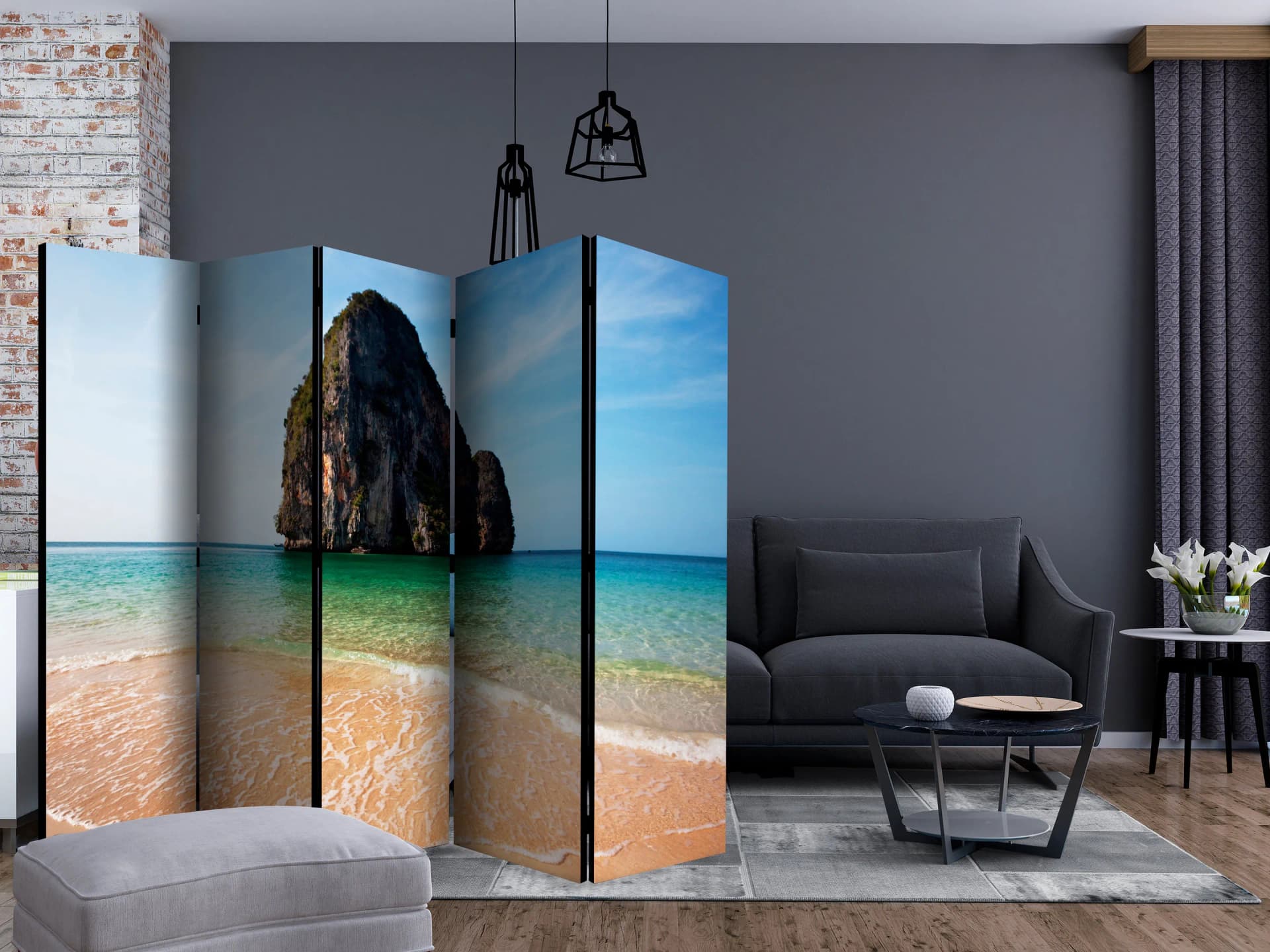 

Parawan 5-częściowy - Rock formation by shoreline, Andaman Sea, Thailand II [Room Dividers] (rozmiar 225x172)