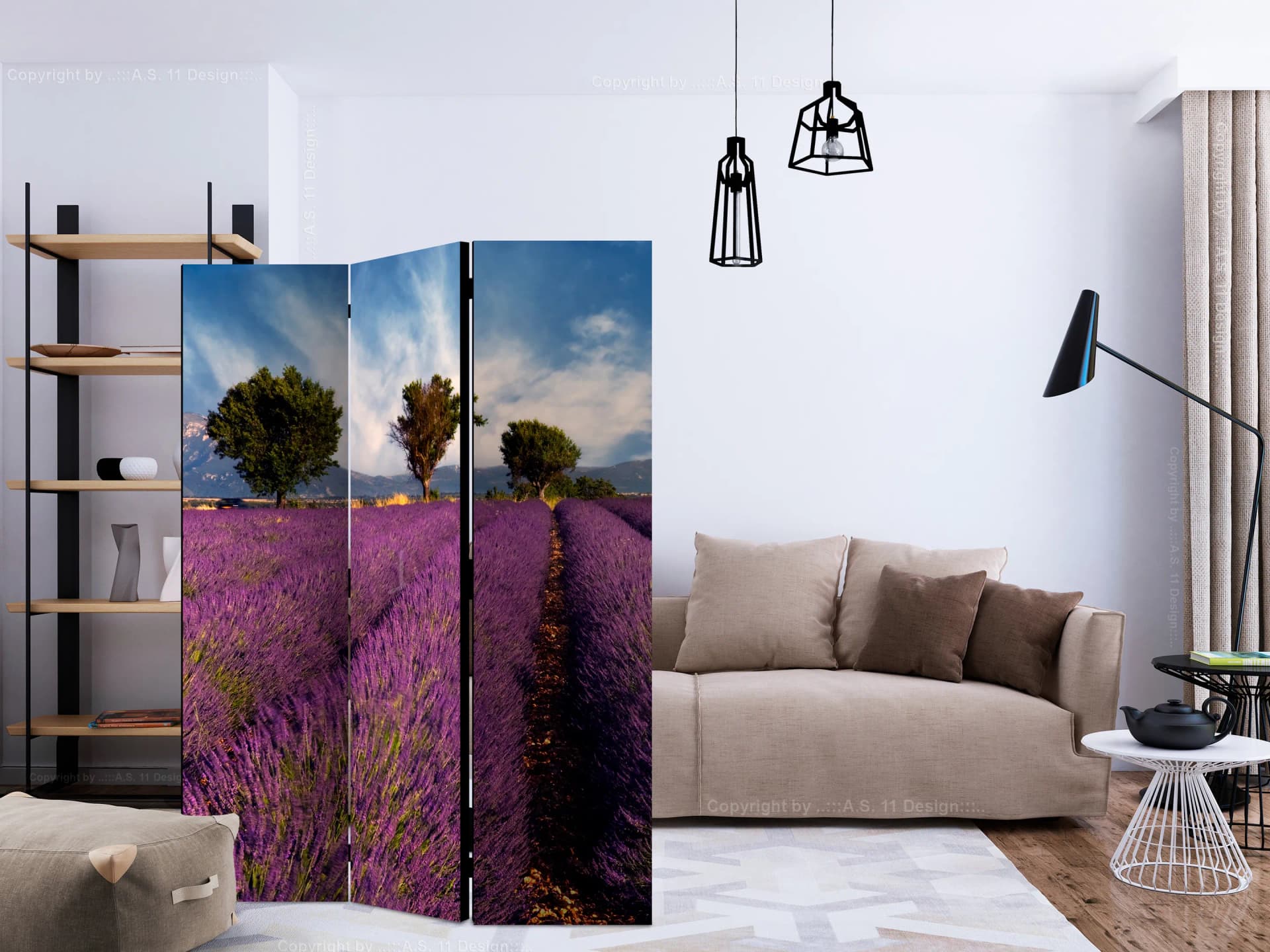 

Parawan 3-częściowy - Lavender field in Provence, France [Room Dividers] (rozmiar 135x172)