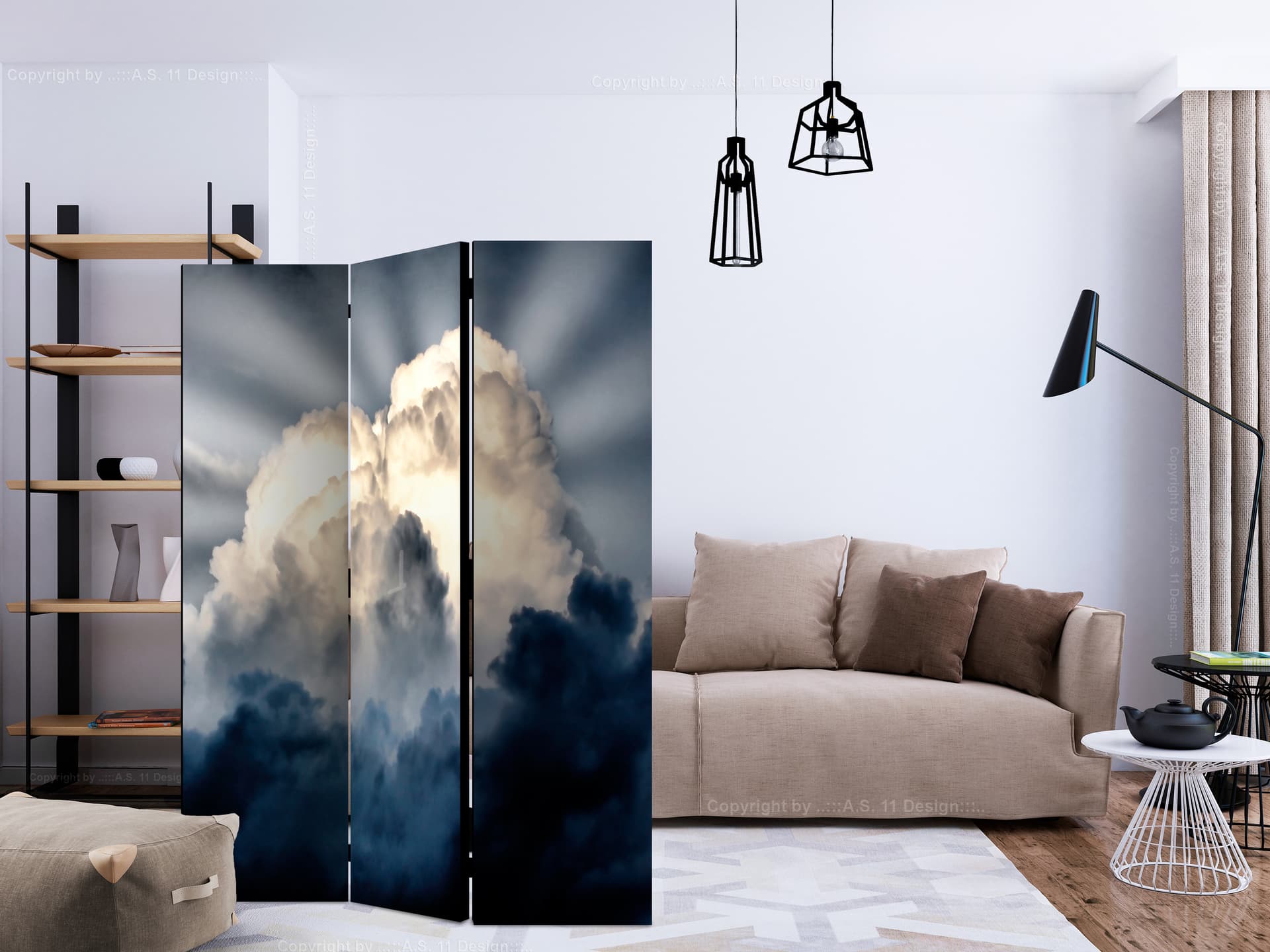 

Parawan 3-częściowy - Promienie na niebie [Room Dividers] (rozmiar 135x172)