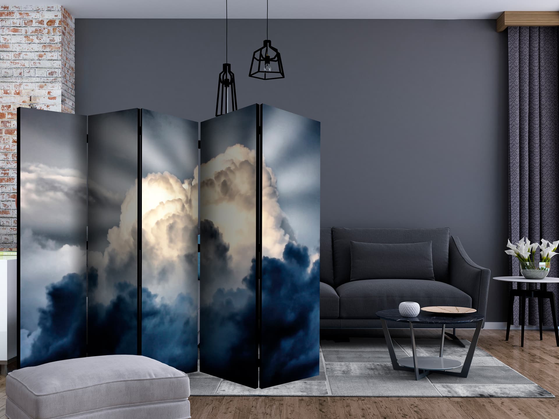 

Parawan 5-częściowy - Promienie na niebie II [Room Dividers] (rozmiar 225x172)