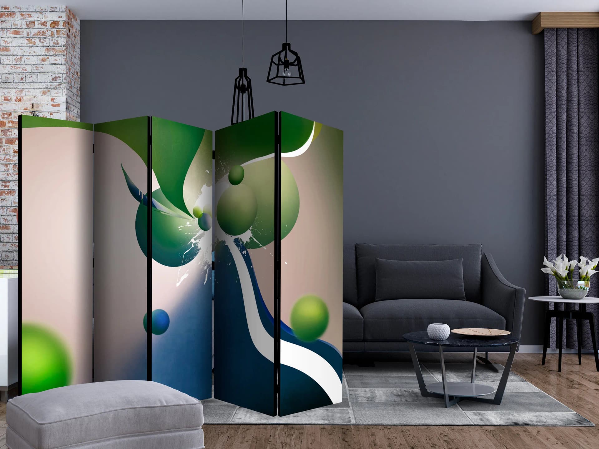 

Parawan 5-częściowy - Geometryczna eksplozja II [Room Dividers] (rozmiar 225x172)