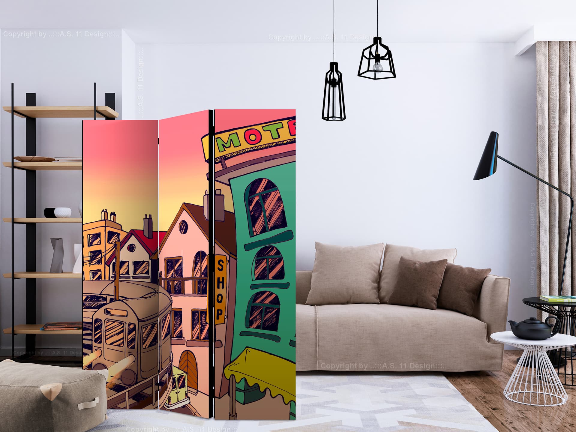 

Parawan 3-częściowy - Morning in a city [Room Dividers] (rozmiar 135x172)