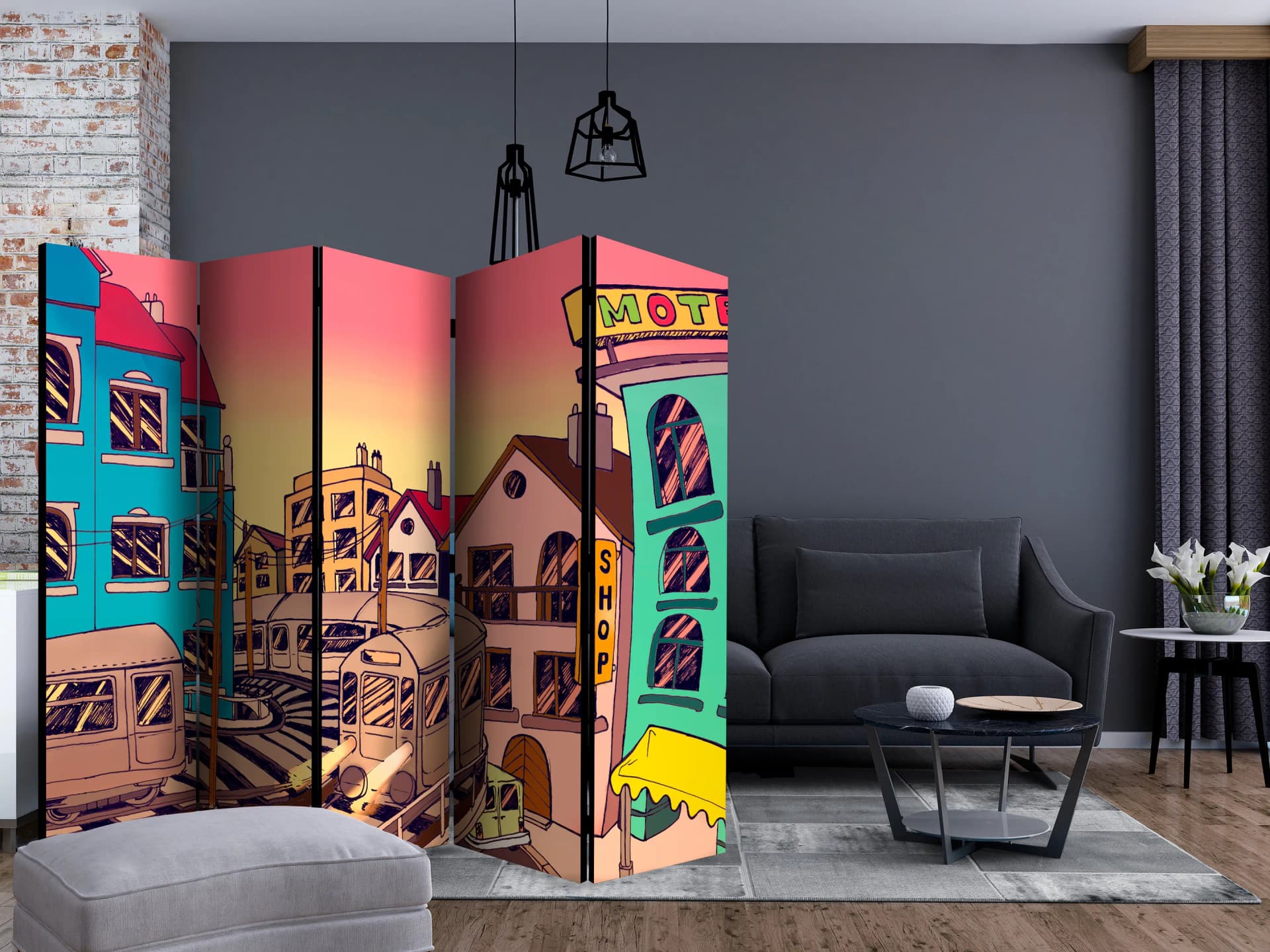 

Parawan 5-częściowy - Morning in a city II [Room Dividers] (rozmiar 225x172)