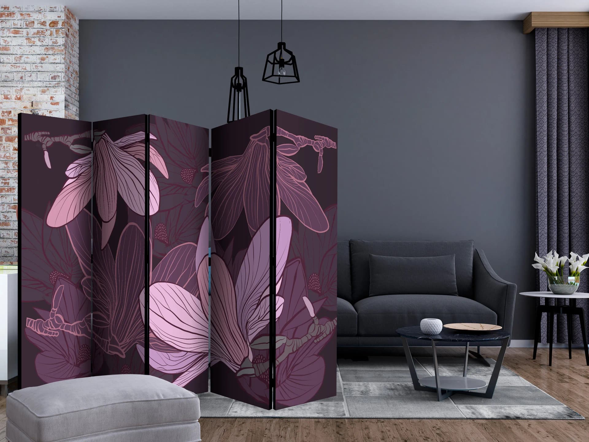 

Parawan 5-częściowy - Dreamy flowers II [Room Dividers] (rozmiar 225x172)