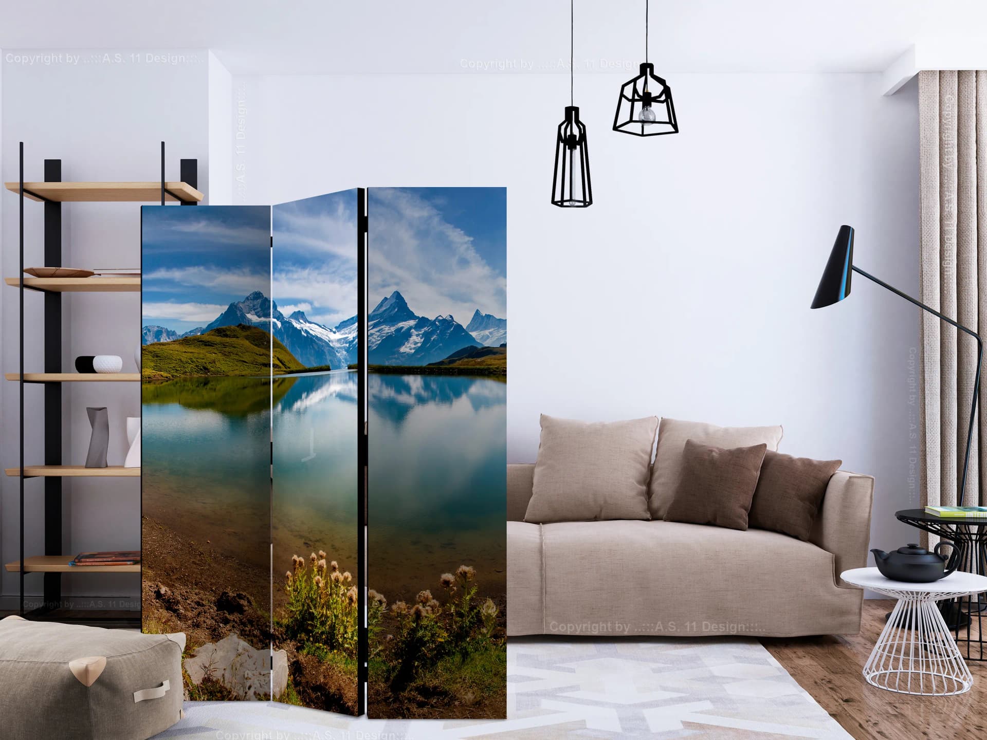 

Parawan 3-częściowy - Góry odbijające się w tafli jeziora, Szwajcaria [Room Dividers] (rozmiar 135x172)
