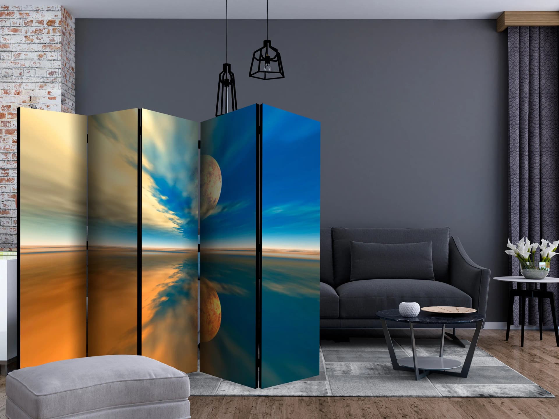 

Parawan 5-częściowy - Fly me to the moon II [Room Dividers] (rozmiar 225x172)